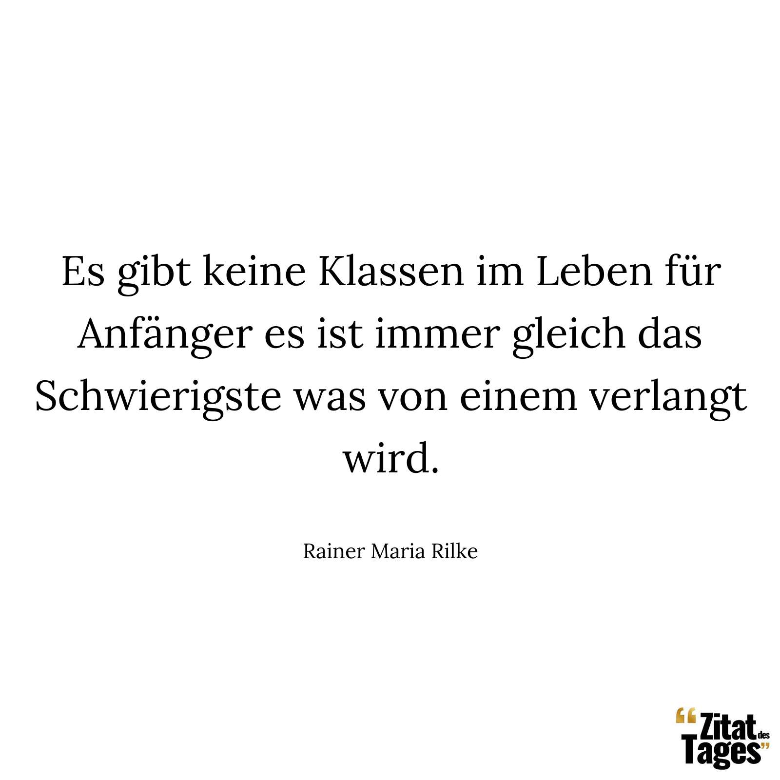 Es gibt keine Klassen im Leben für Anfänger es ist immer gleich das Schwierigste was von einem verlangt wird. - Rainer Maria Rilke