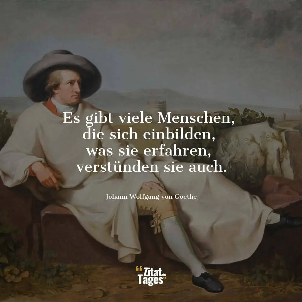 Es gibt viele Menschen, die sich einbilden, was sie erfahren, verstünden sie auch. - Johann Wolfgang von Goethe