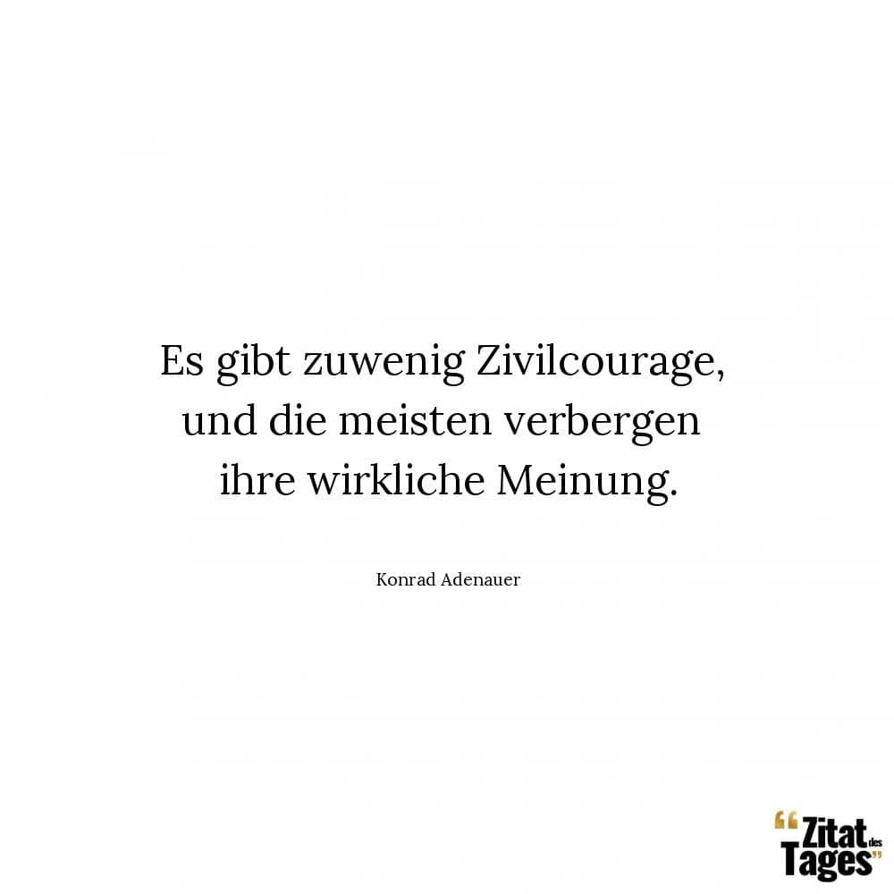 Es gibt zuwenig Zivilcourage, und die meisten verbergen ihre wirkliche Meinung. - Konrad Adenauer