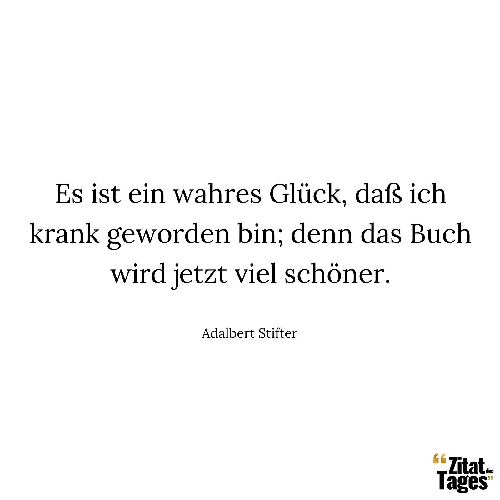 Es ist ein wahres Glück, daß ich krank geworden bin; denn das Buch wird jetzt viel schöner. - Adalbert Stifter