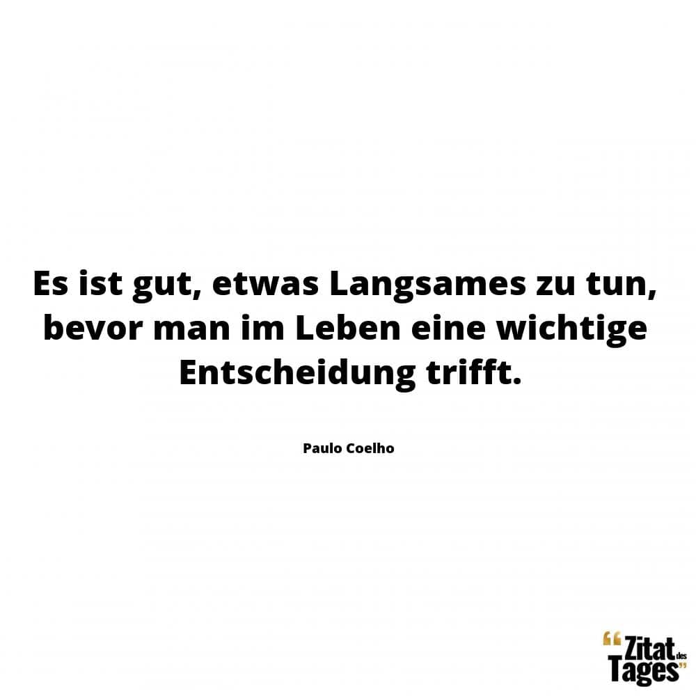 Es ist gut, etwas Langsames zu tun, bevor man im Leben eine wichtige Entscheidung trifft. - Paulo Coelho