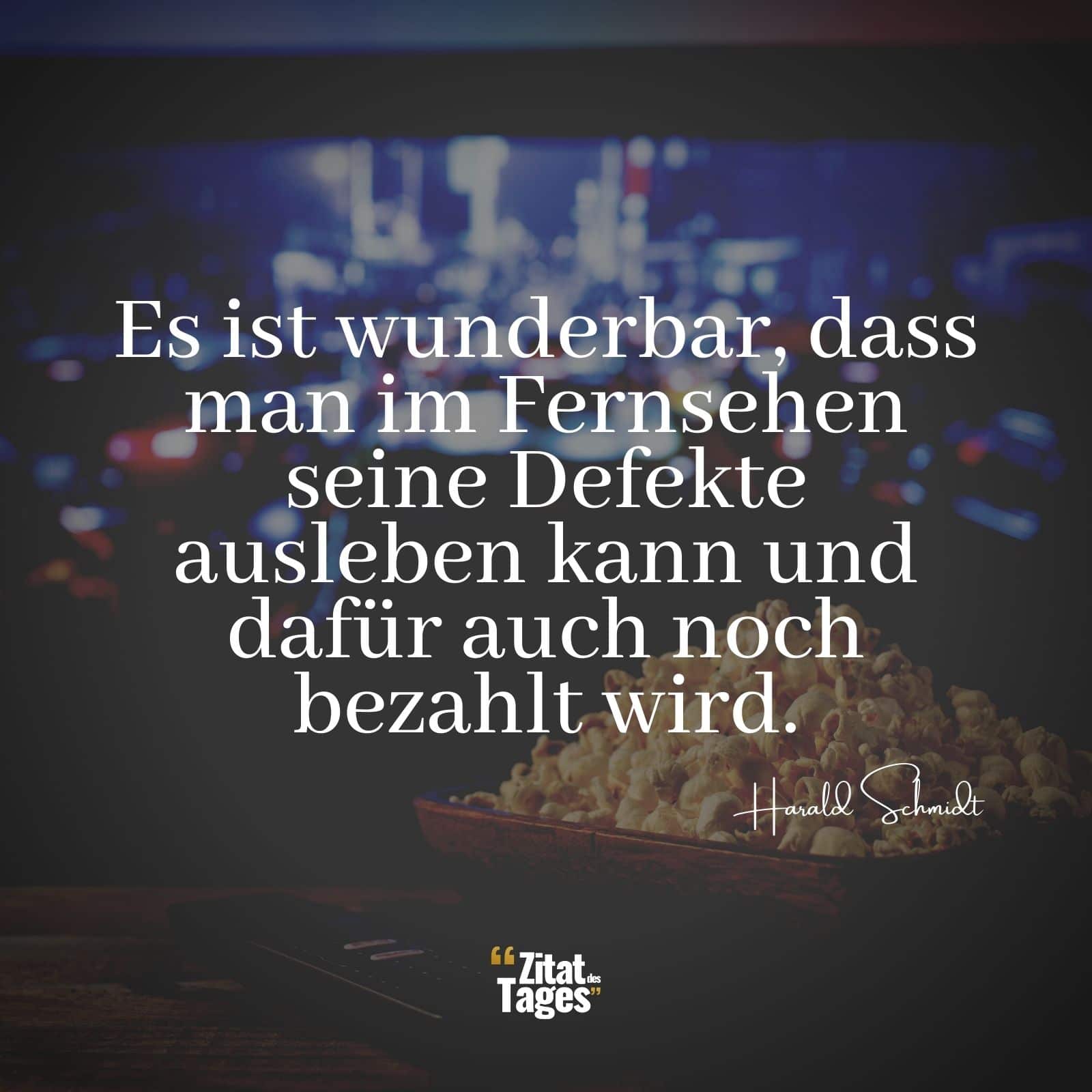 Es ist wunderbar, dass man im Fernsehen seine Defekte ausleben kann und dafür auch noch bezahlt wird. - Harald Schmidt