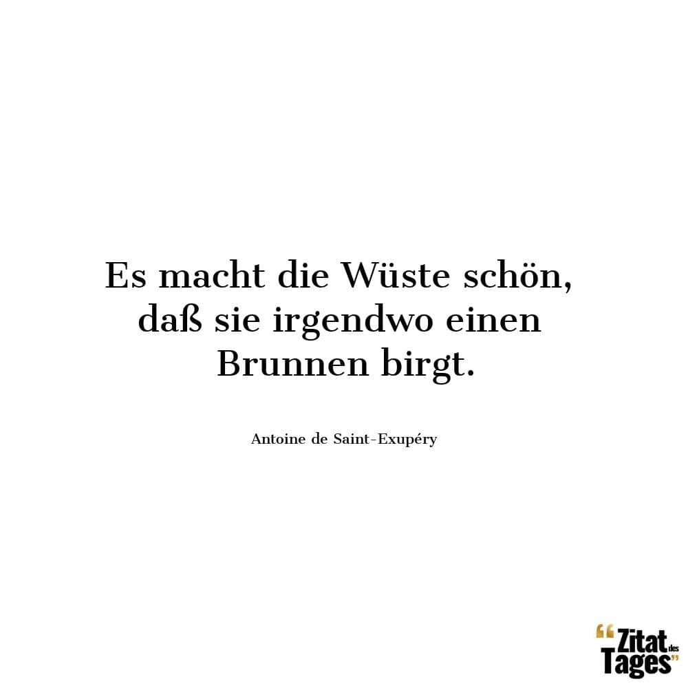 Es macht die Wüste schön, daß sie irgendwo einen Brunnen birgt. - Antoine de Saint-Exupéry