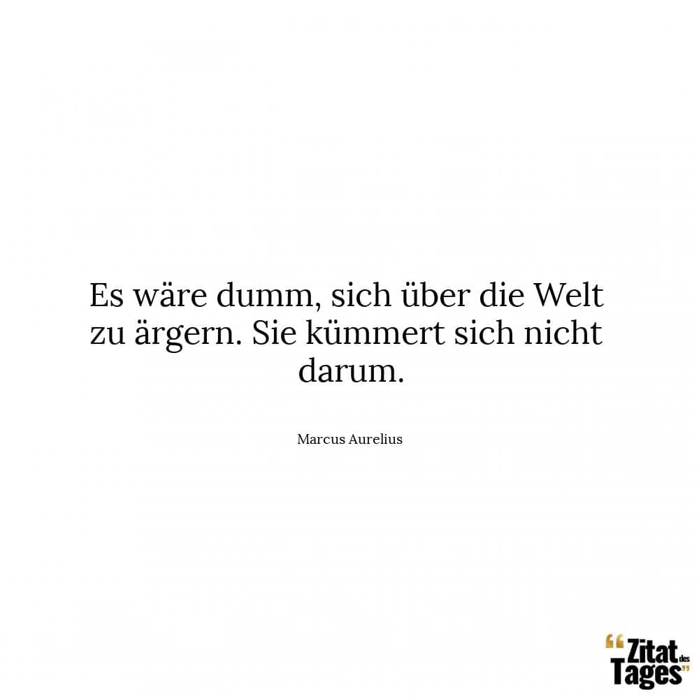 Es wäre dumm, sich über die Welt zu ärgern. Sie kümmert sich nicht darum. - Mark Aurel