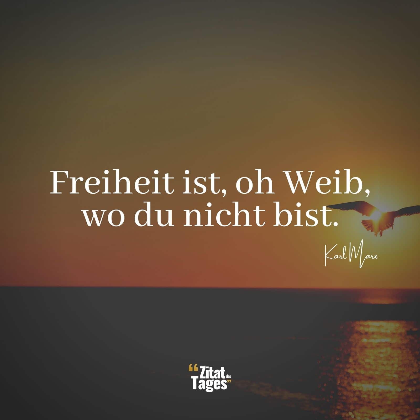 Freiheit ist, oh Weib, wo du nicht bist. - Karl Marx