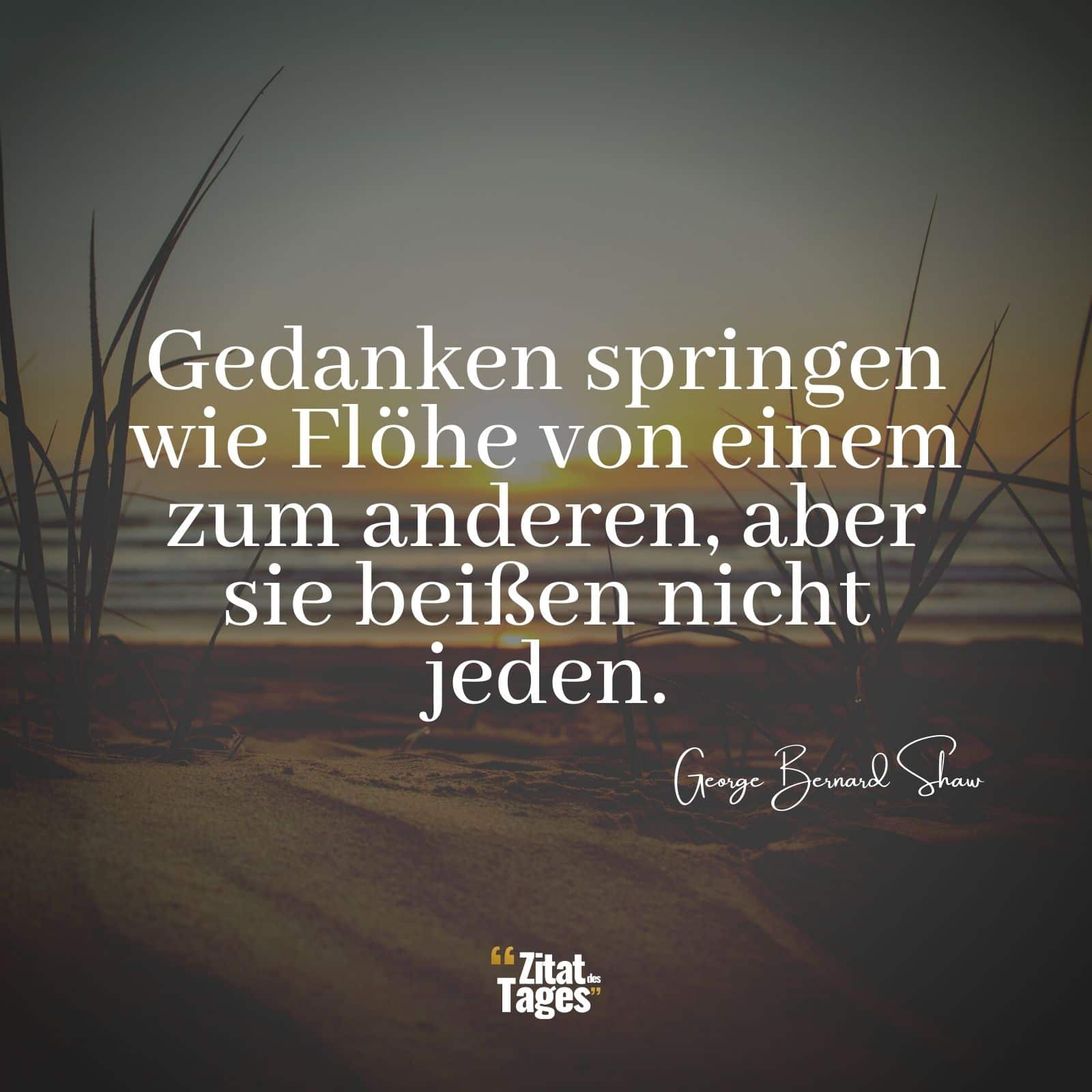 Gedanken springen wie Flöhe von einem zum anderen, aber sie beißen nicht jeden. - George Bernard Shaw