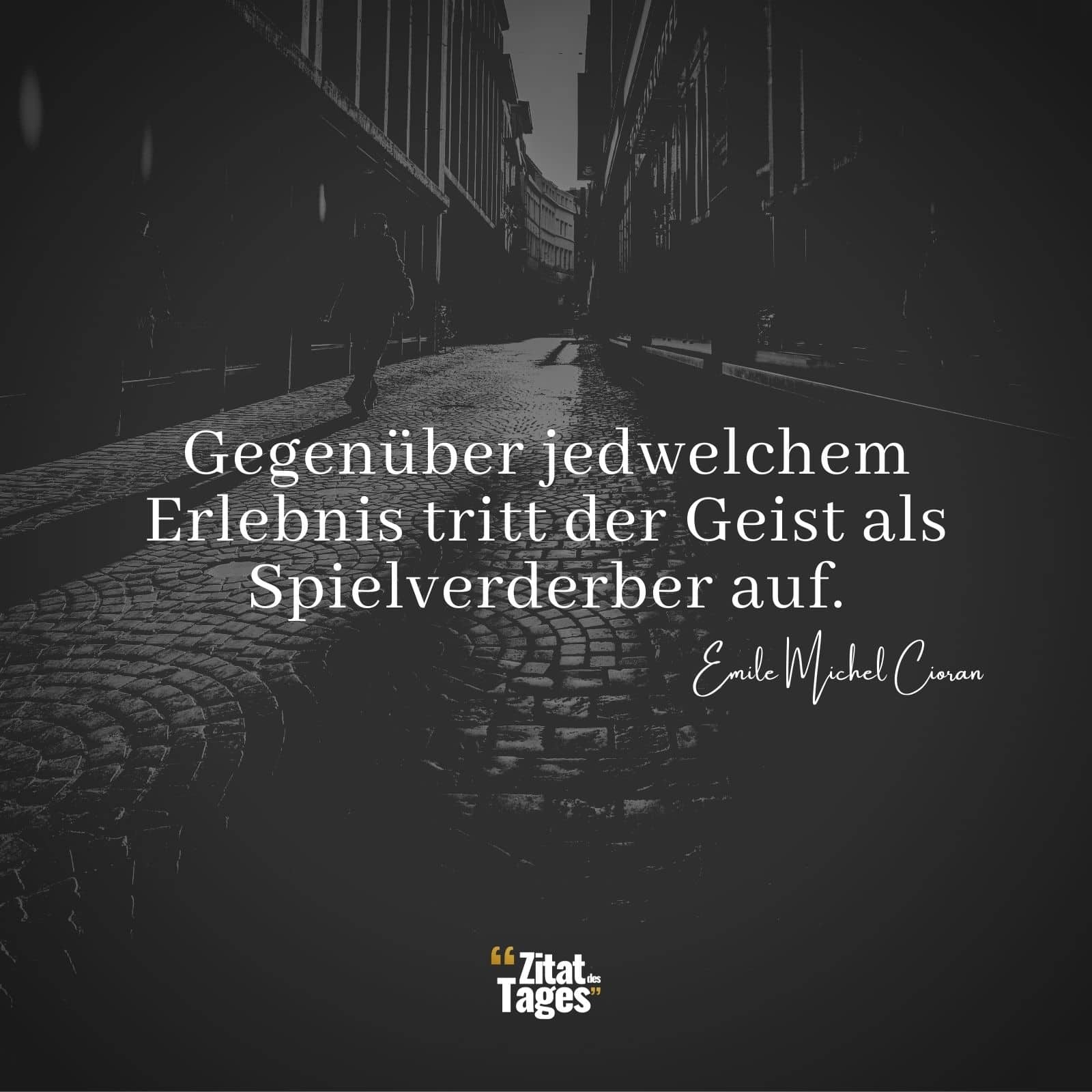 Gegenüber jedwelchem Erlebnis tritt der Geist als Spielverderber auf. - Emile Michel Cioran