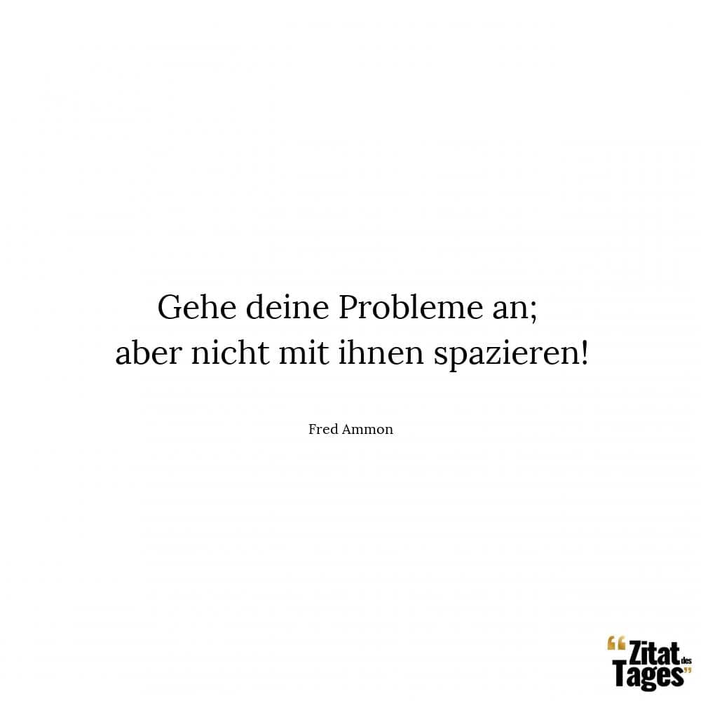 Gehe deine Probleme an; aber nicht mit ihnen spazieren! - Fred Ammon