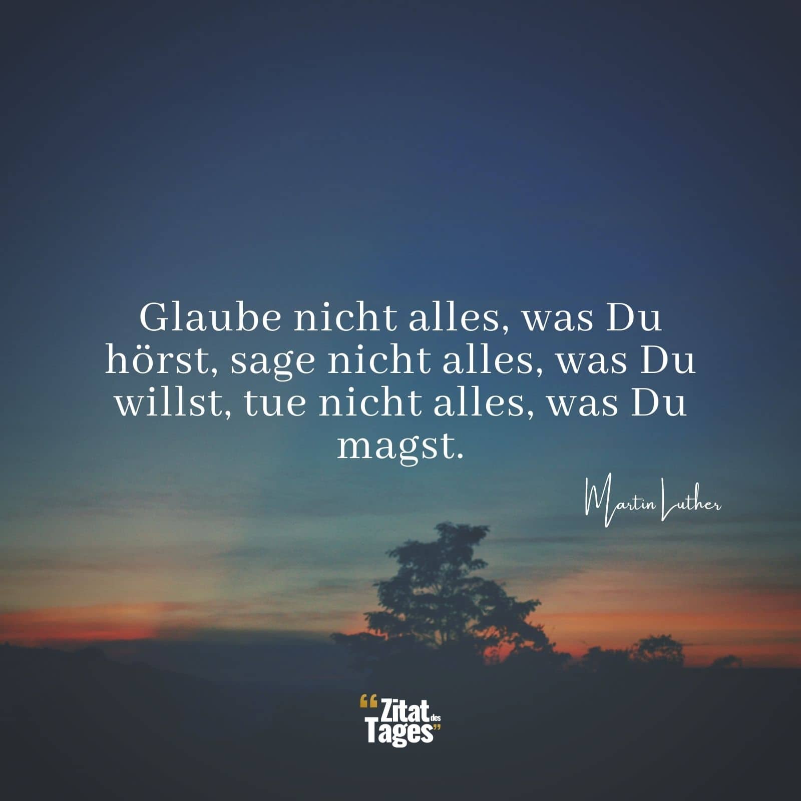 Glaube nicht alles, was Du hörst, sage nicht alles, was Du willst, tue nicht alles, was Du magst. - Martin Luther