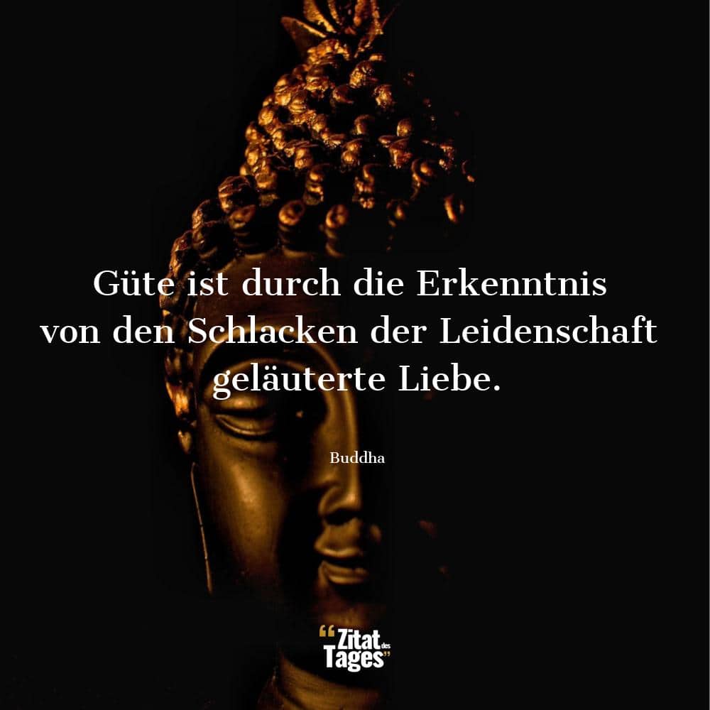 Güte ist durch die Erkenntnis von den Schlacken der Leidenschaft geläuterte Liebe. - Buddha