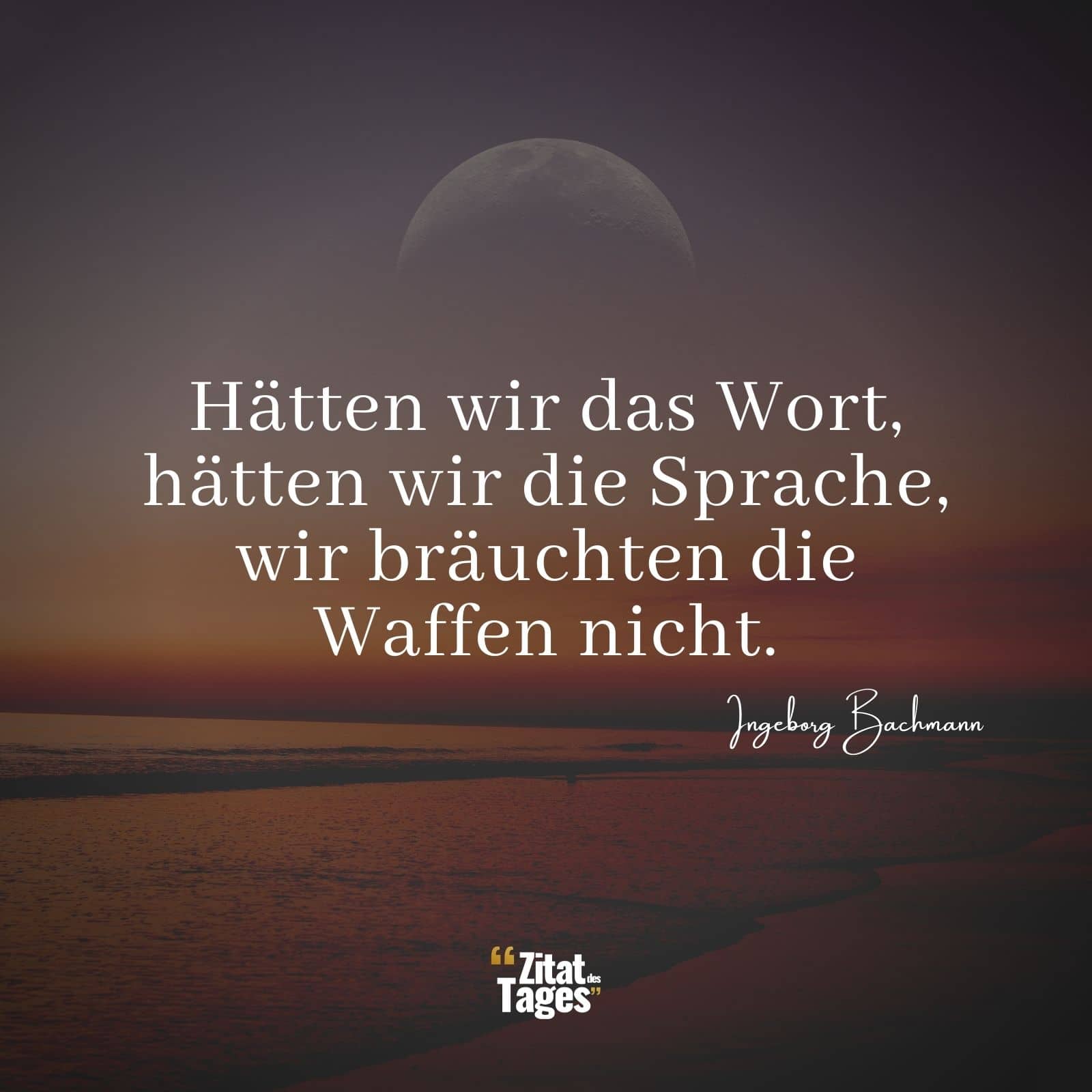 Hätten wir das Wort, hätten wir die Sprache, wir bräuchten die Waffen nicht. - Ingeborg Bachmann