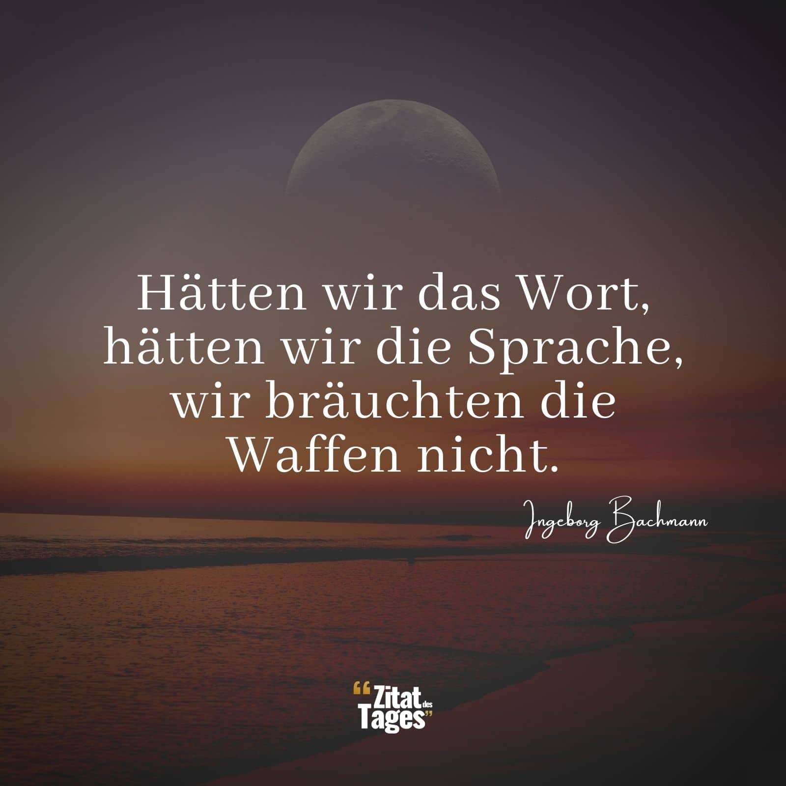 Hätten wir das Wort, hätten wir die Sprache, wir bräuchten die Waffen nicht. - Ingeborg Bachmann