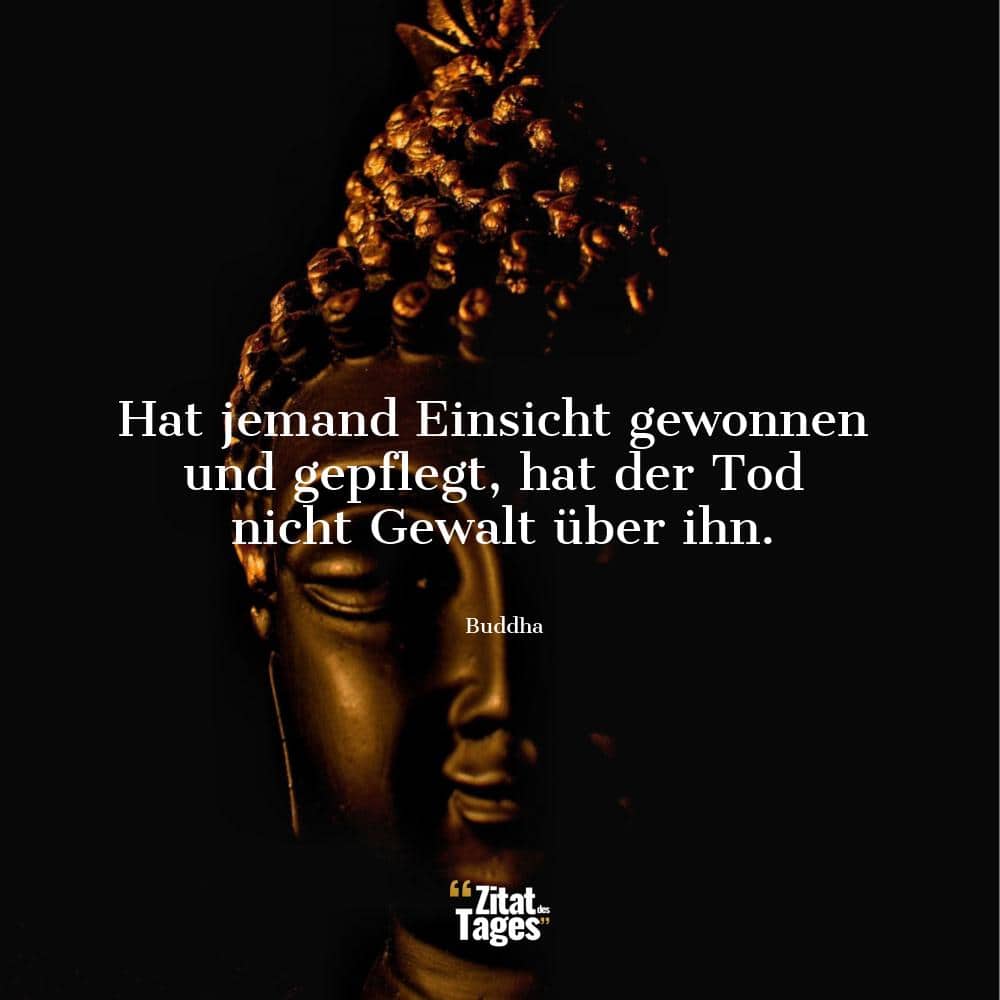 Hat jemand Einsicht gewonnen und gepflegt, hat der Tod nicht Gewalt über ihn. - Buddha