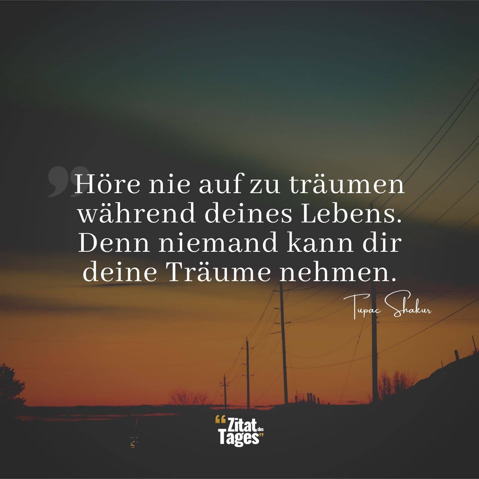 Höre nie auf zu träumen während deines Lebens. Denn niemand kann dir deine Träume nehmen. - Tupac Shakur