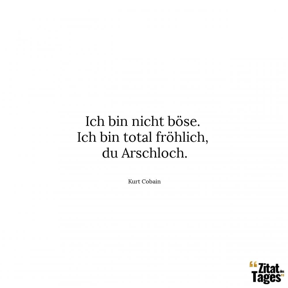 Ich bin nicht böse. Ich bin total fröhlich, du Arschloch. - Kurt Cobain