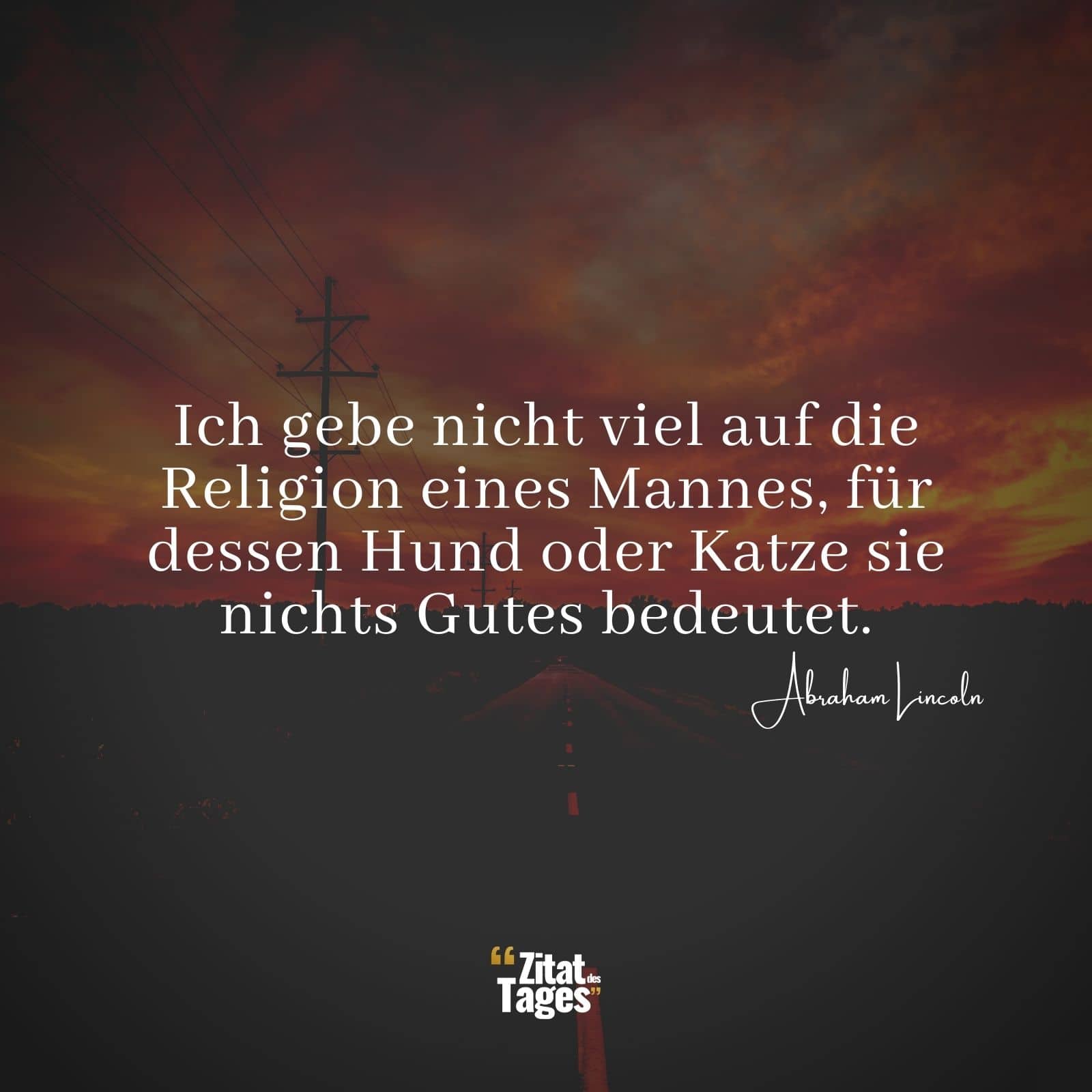 Ich gebe nicht viel auf die Religion eines Mannes, für dessen Hund oder Katze sie nichts Gutes bedeutet. - Abraham Lincoln