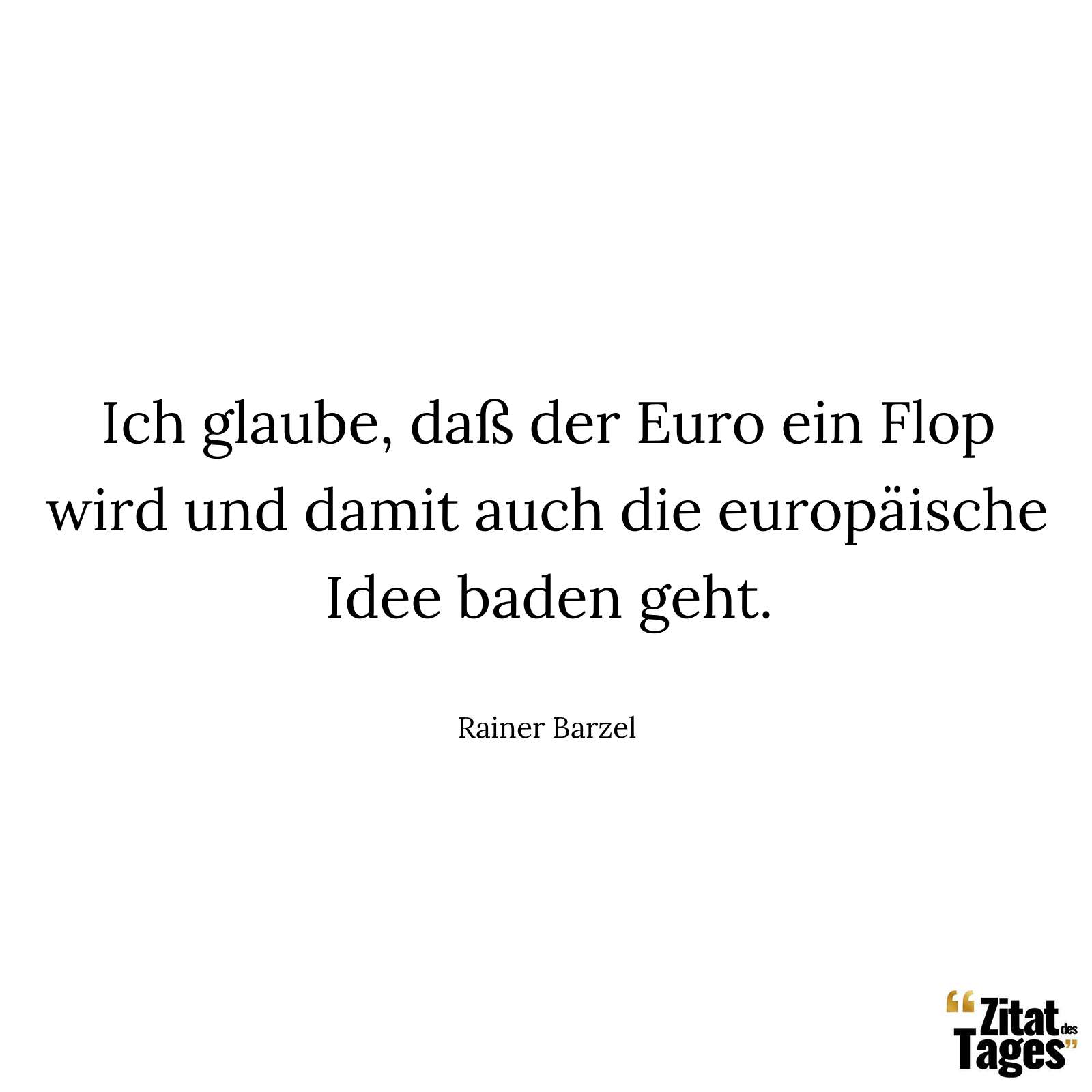 Ich glaube, daß der Euro ein Flop wird und damit auch die europäische Idee baden geht. - Rainer Barzel