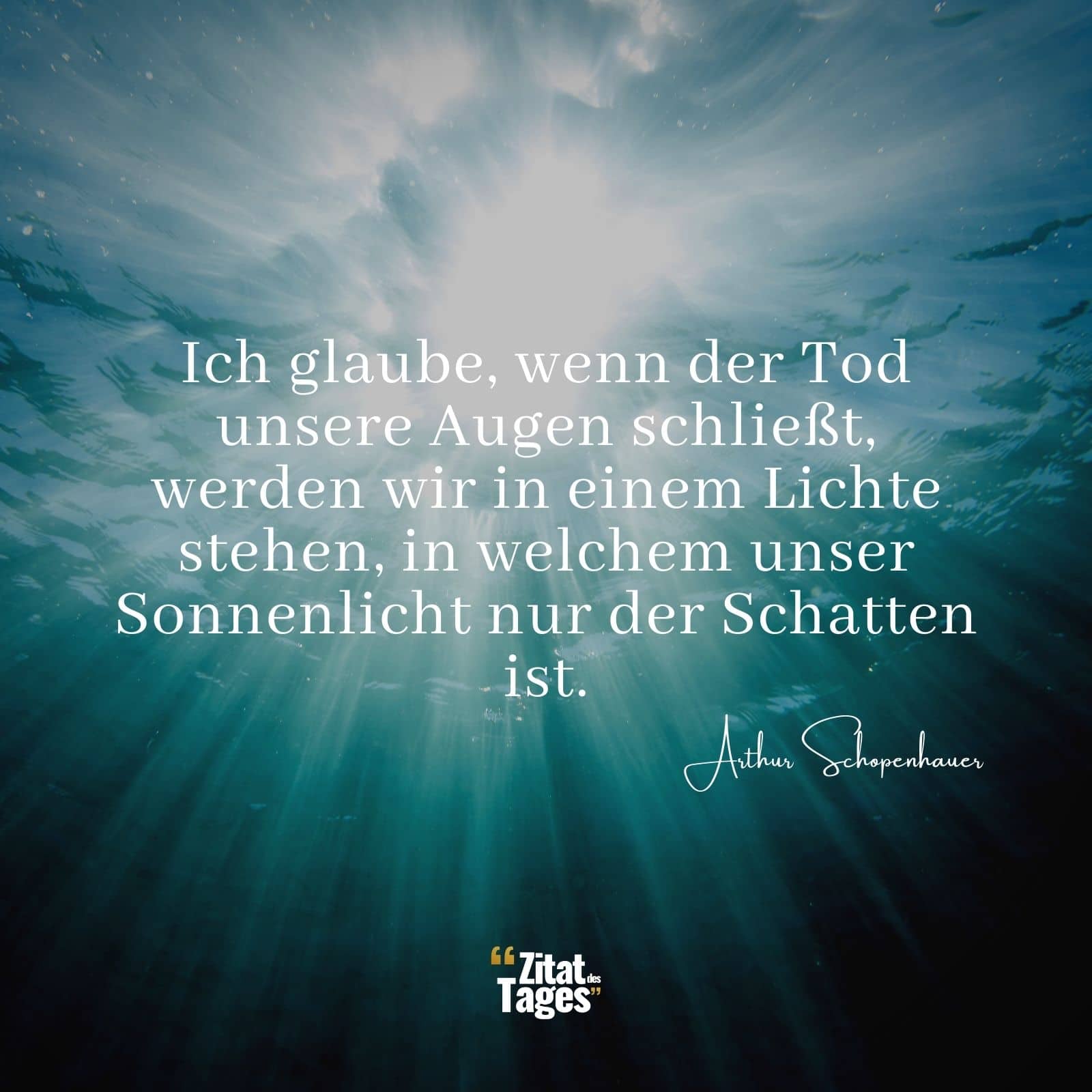 Ich glaube, wenn der Tod unsere Augen schließt, werden wir in einem Lichte stehen, in welchem unser Sonnenlicht nur der Schatten ist. - Arthur Schopenhauer