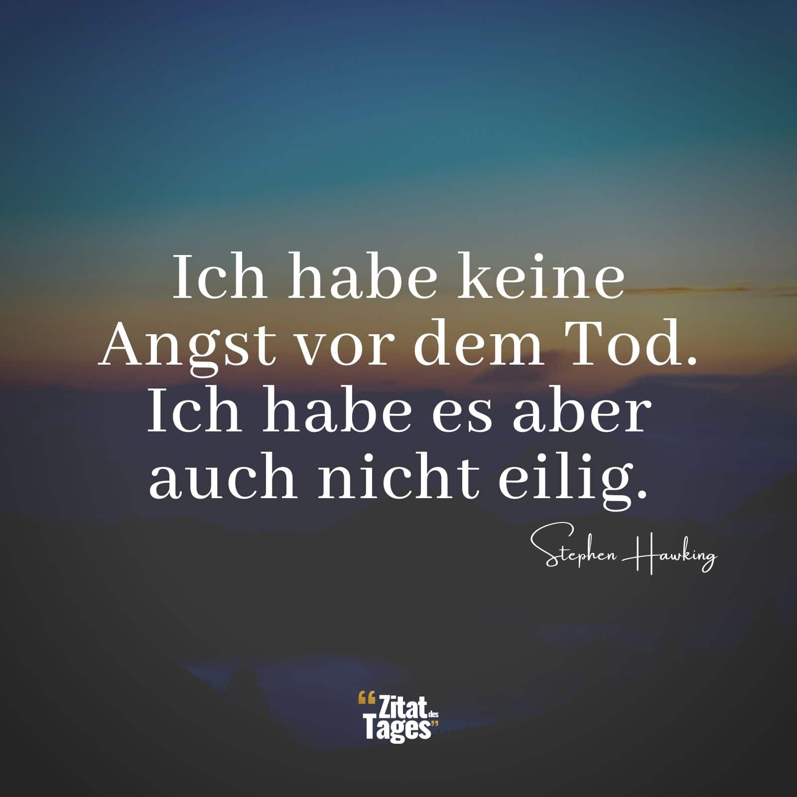 Ich habe keine Angst vor dem Tod. Ich habe es aber auch nicht eilig. - Stephen Hawking