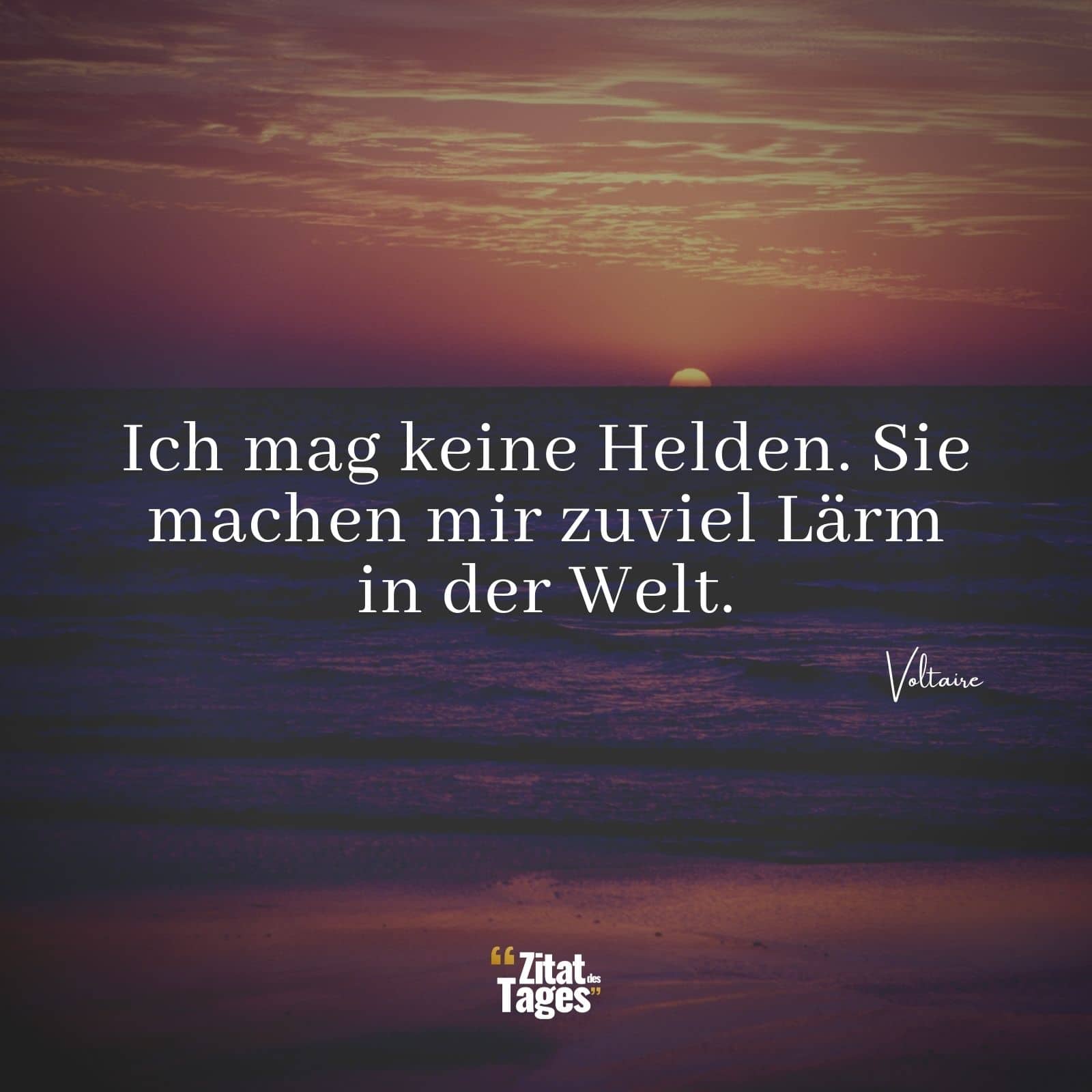 Ich mag keine Helden. Sie machen mir zuviel Lärm in der Welt. - Voltaire