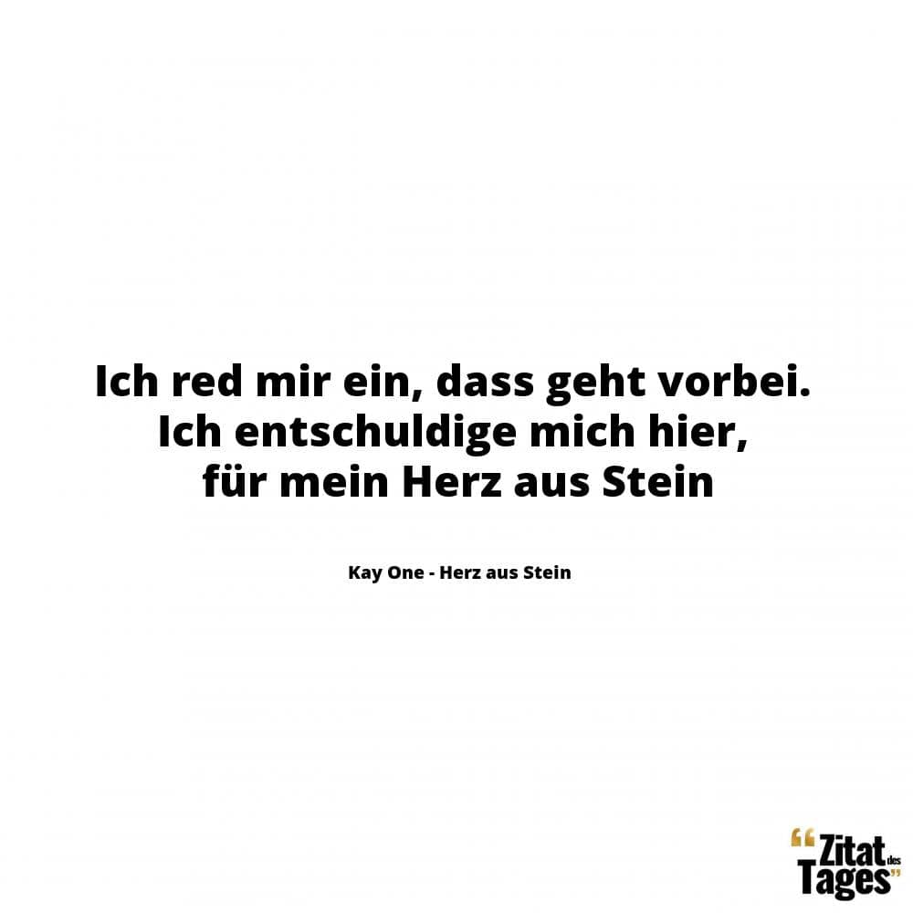 Ich red mir ein, dass geht vorbei. Ich entschuldige mich hier, für mein Herz aus Stein - Kay One