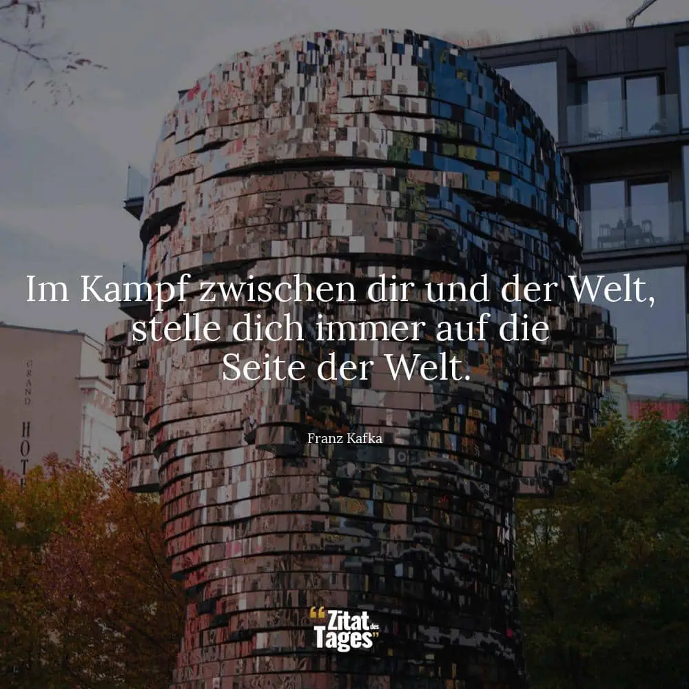 Im Kampf zwischen dir und der Welt, stelle dich immer auf die Seite der Welt. - Franz Kafka