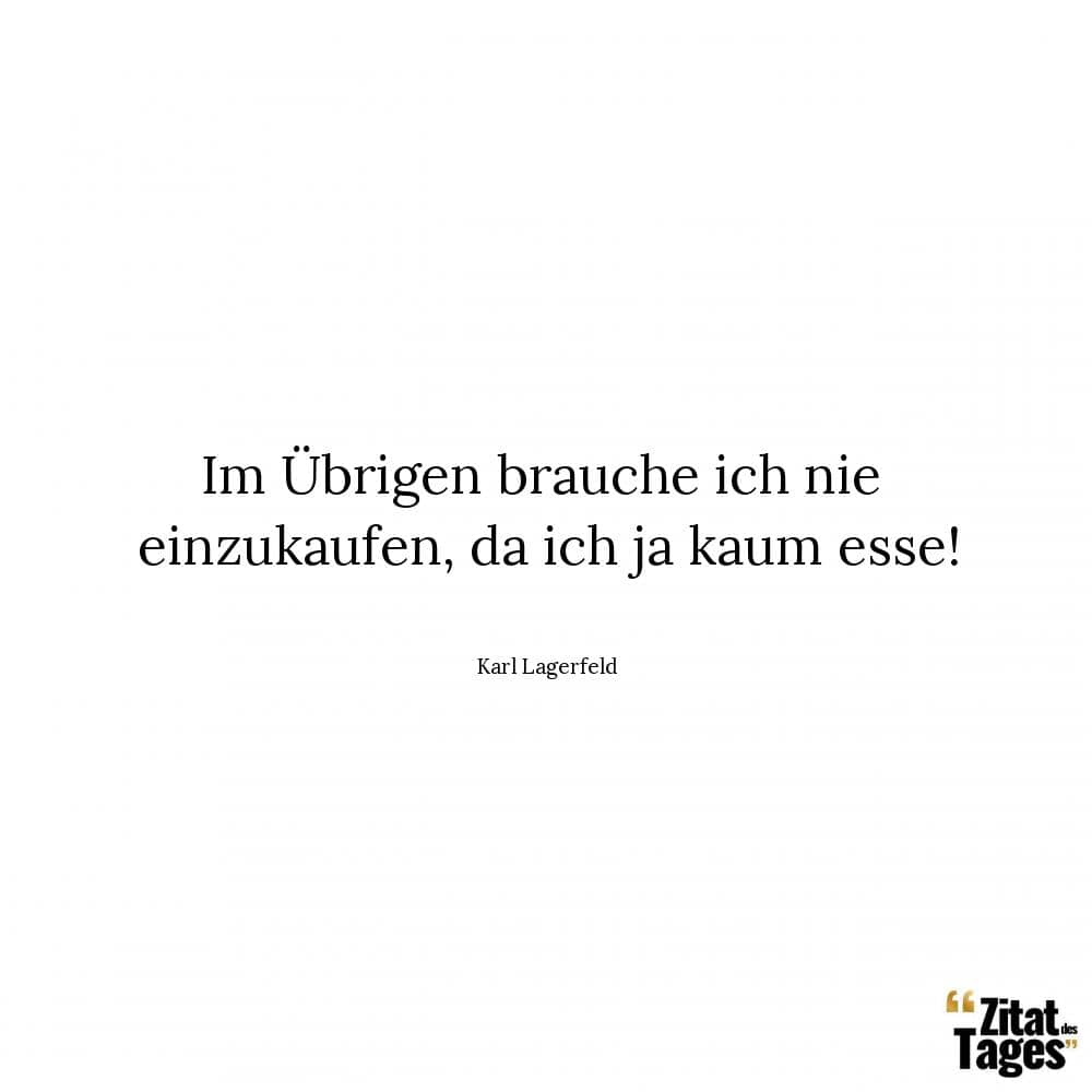 Im Übrigen brauche ich nie einzukaufen, da ich ja kaum esse! - Karl Lagerfeld