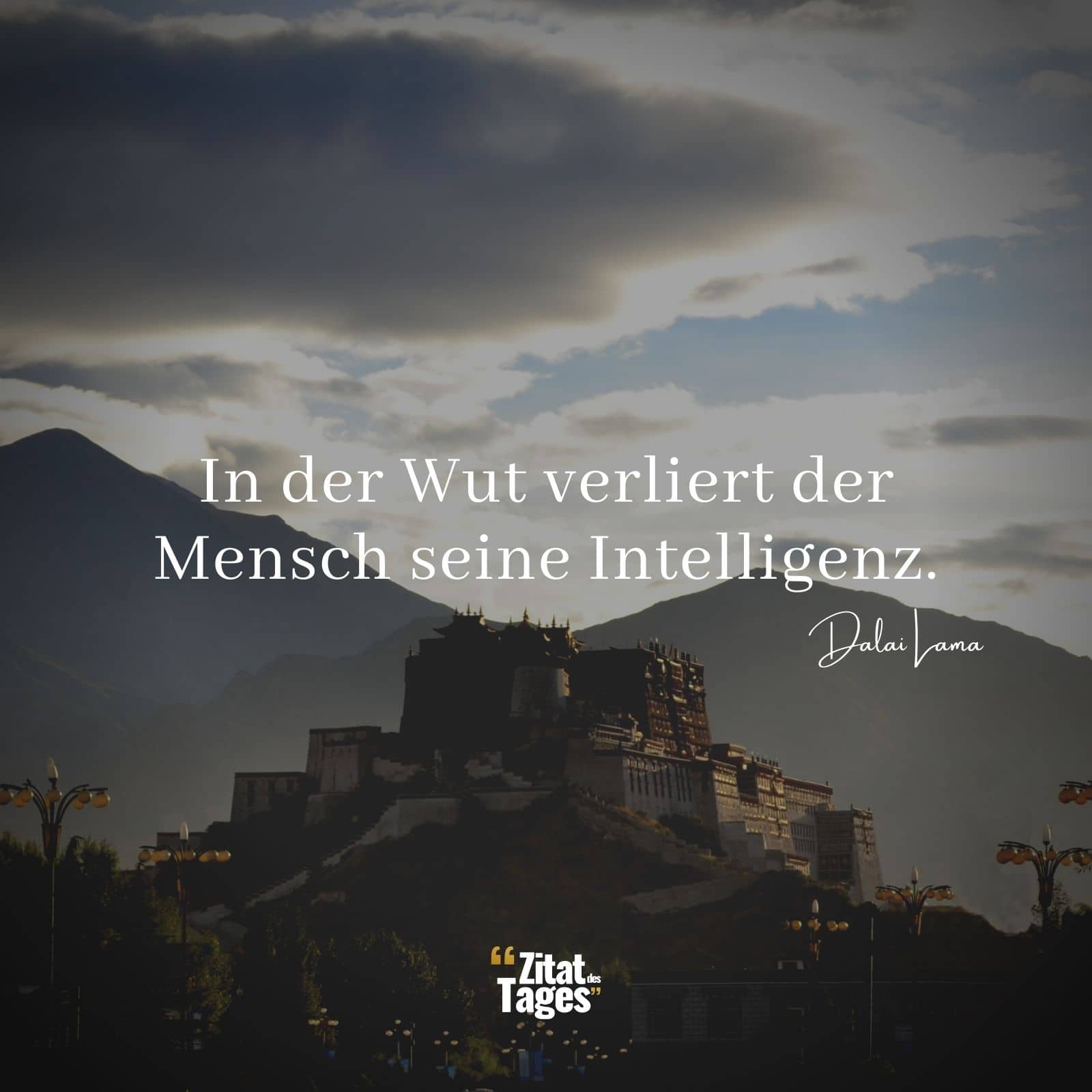 In der Wut verliert der Mensch seine Intelligenz. - Dalai Lama