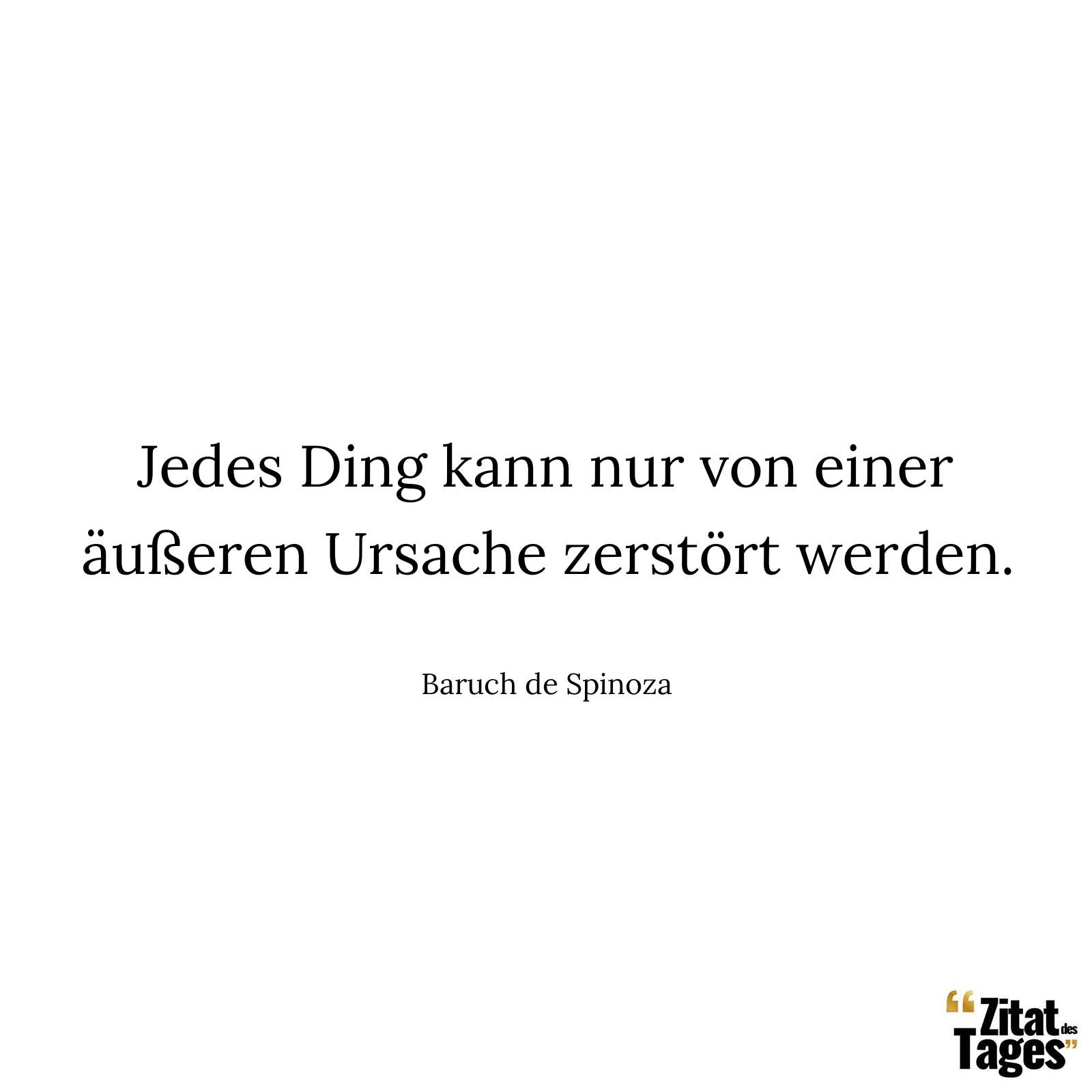 Jedes Ding kann nur von einer äußeren Ursache zerstört werden. - Baruch de Spinoza