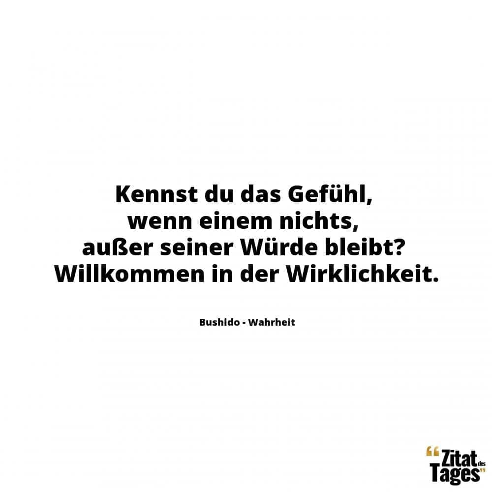 Kennst du das Gefühl, wenn einem nichts, außer seiner Würde bleibt? Willkommen in der Wirklichkeit. - Bushido