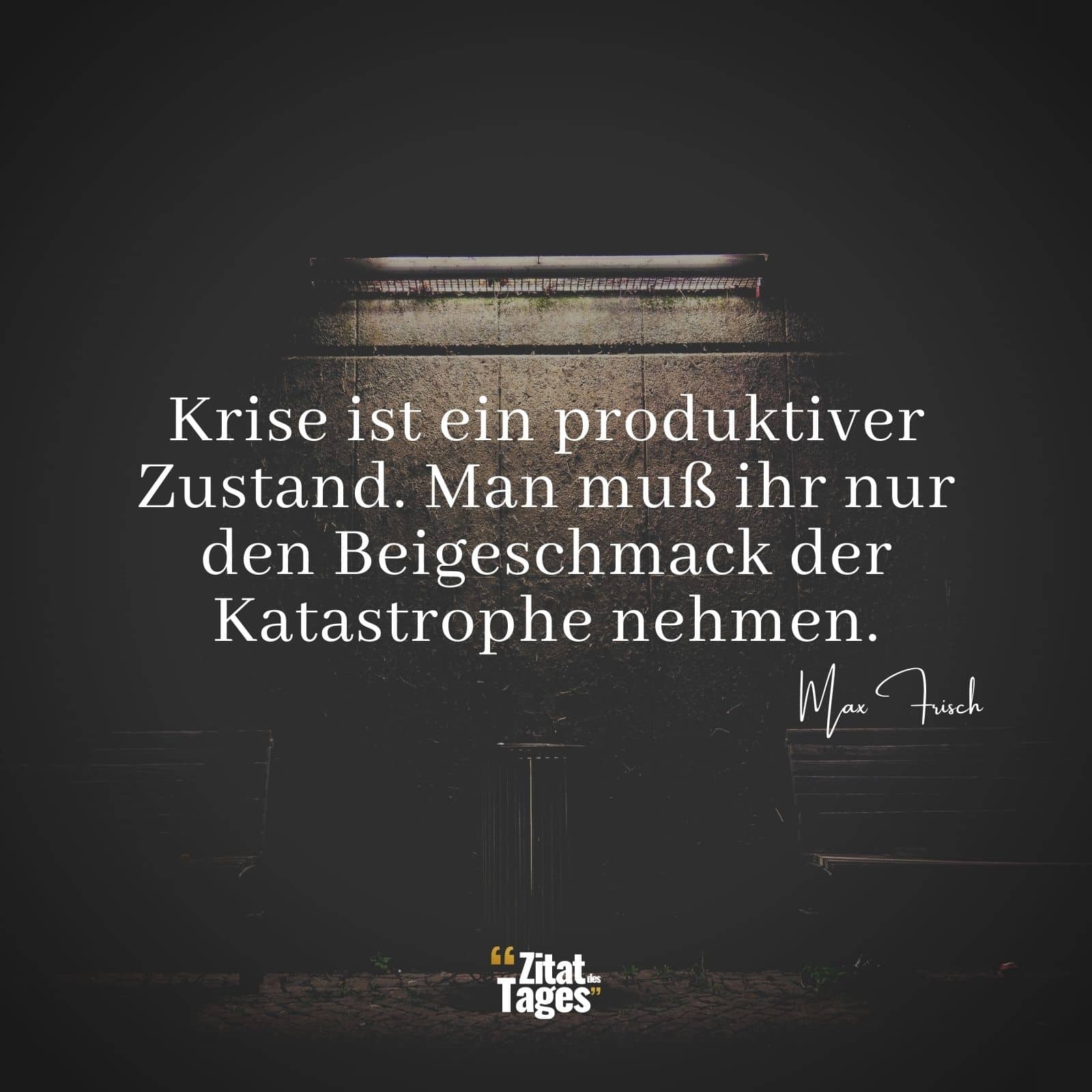 Krise ist ein produktiver Zustand. Man muß ihr nur den Beigeschmack der Katastrophe nehmen. - Max Frisch