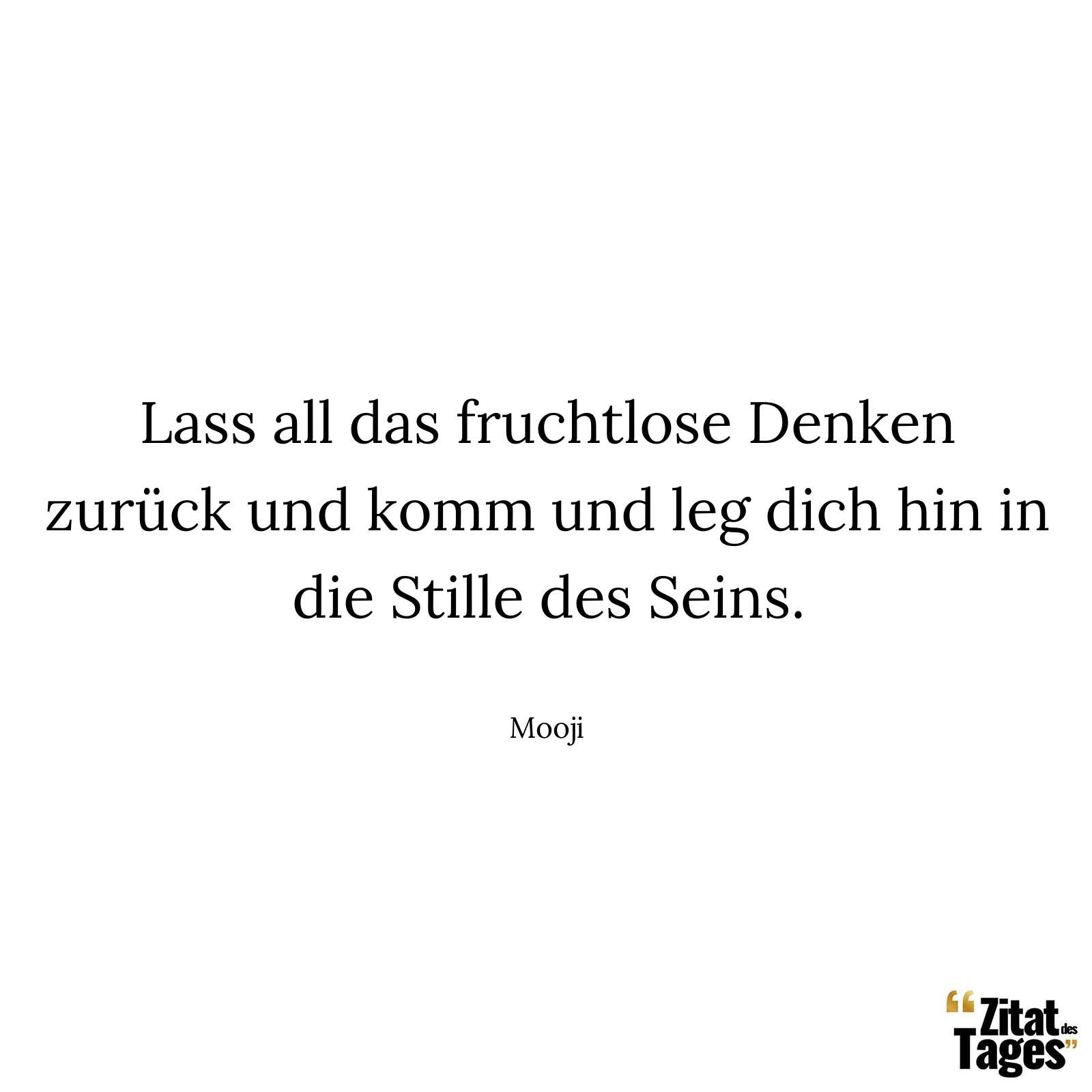 Lass all das fruchtlose Denken zurück und komm und leg dich hin in die Stille des Seins. - Mooji