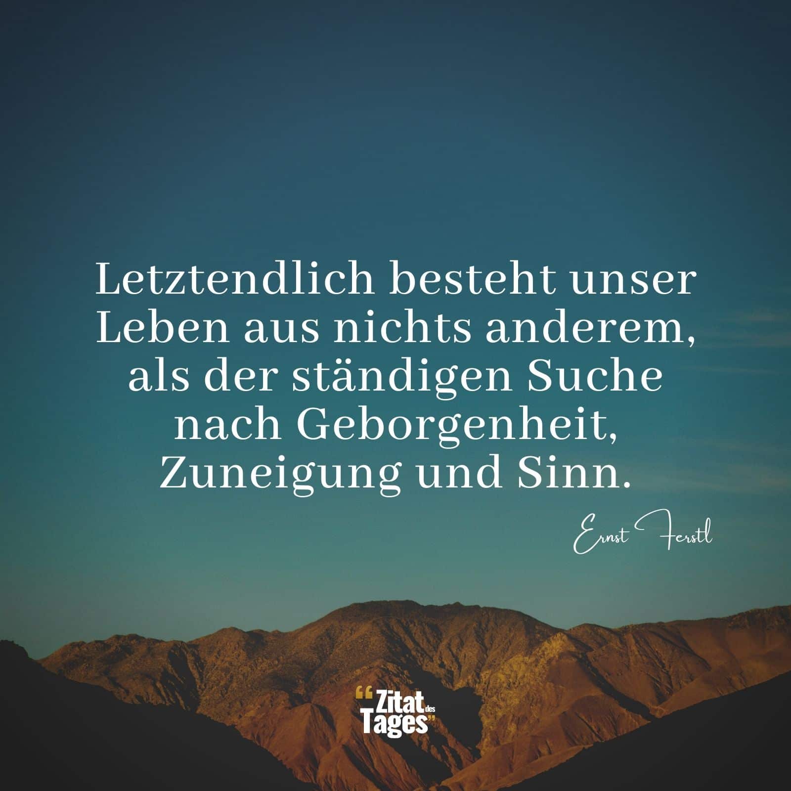 Letztendlich besteht unser Leben aus nichts anderem, als der ständigen Suche nach Geborgenheit, Zuneigung und Sinn. - Ernst Ferstl