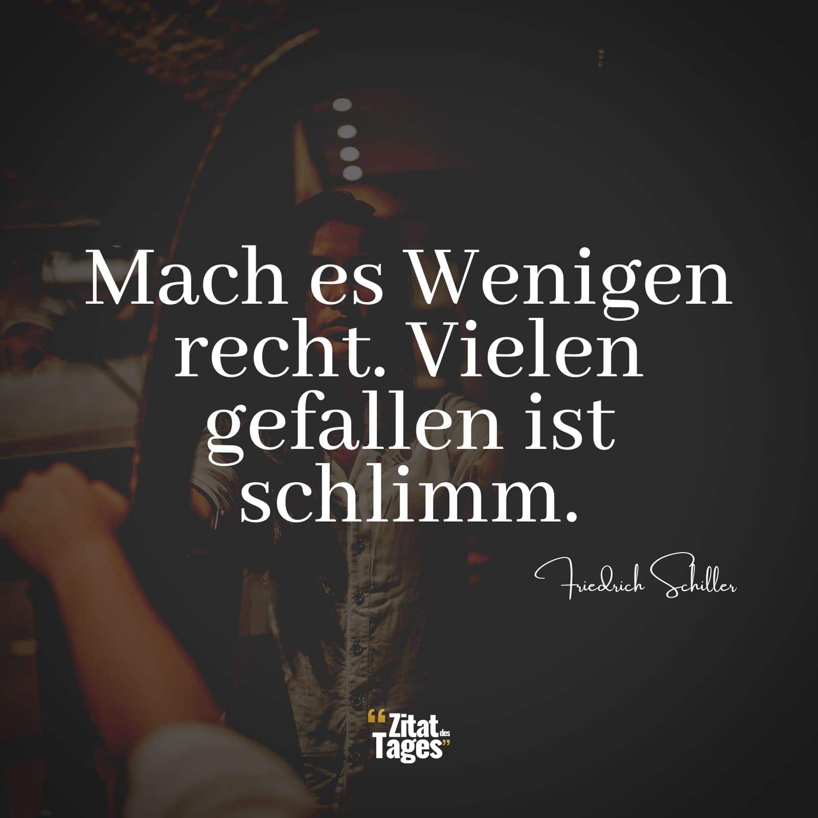 Mach es Wenigen recht. Vielen gefallen ist schlimm. - Friedrich Schiller