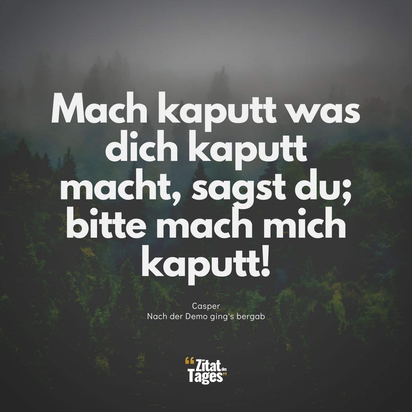 Mach kaputt was dich kaputt macht, sagst du; bitte mach mich kaputt! - Casper