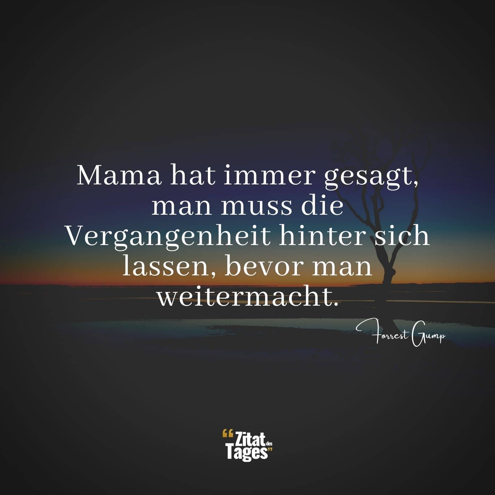 Mama hat immer gesagt, man muss die Vergangenheit hinter sich lassen, bevor man weitermacht. - Forrest Gump