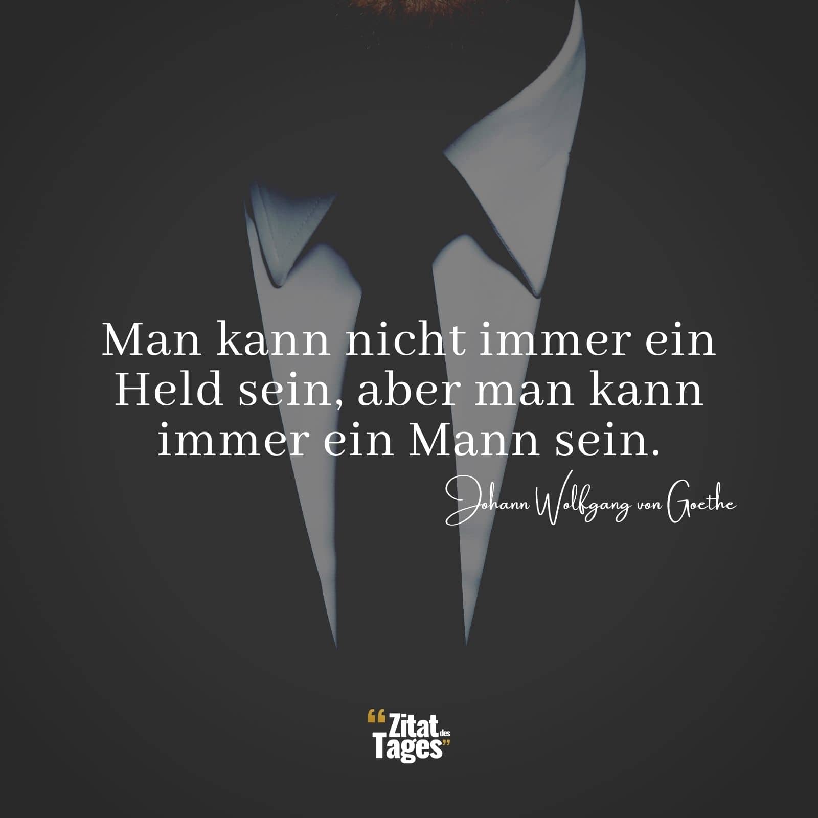 Man kann nicht immer ein Held sein, aber man kann immer ein Mann sein. - Johann Wolfgang von Goethe