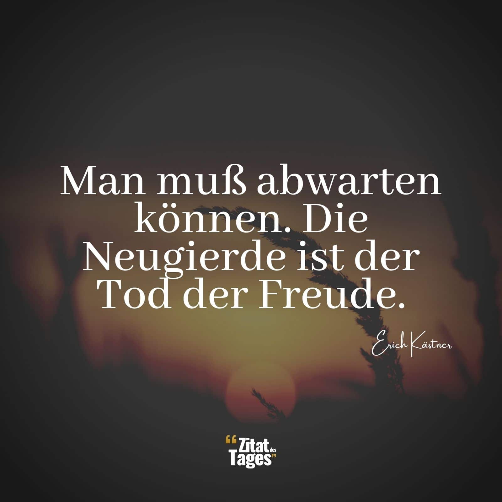 Man muß abwarten können. Die Neugierde ist der Tod der Freude. - Erich Kästner