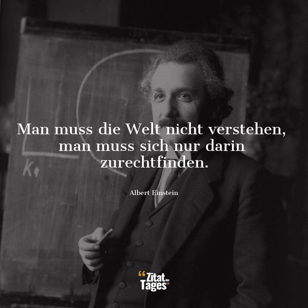 Man muss die Welt nicht verstehen, man muss sich nur darin zurechtfinden. - Albert Einstein