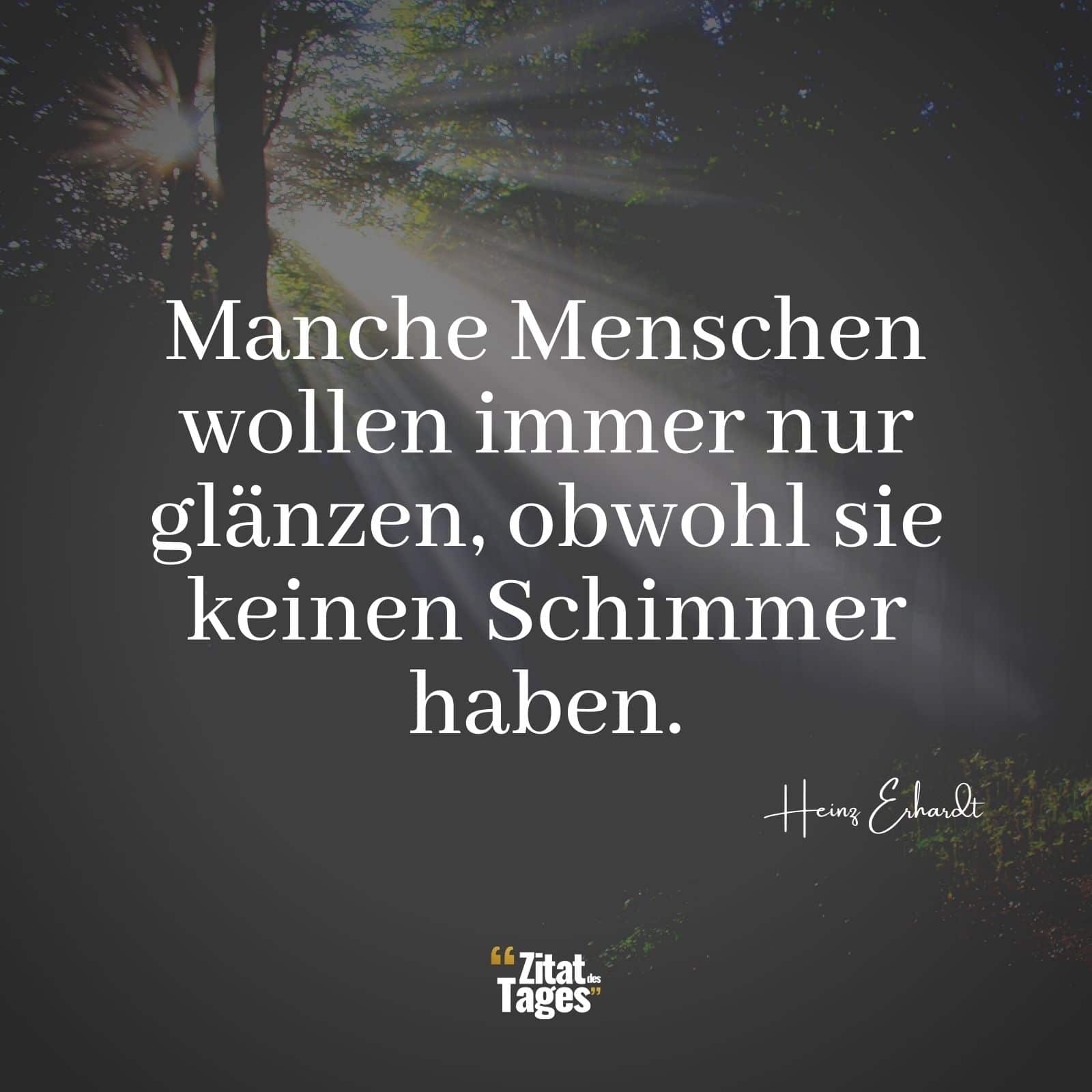 Manche Menschen wollen immer nur glänzen, obwohl sie keinen Schimmer haben. - Heinz Erhardt