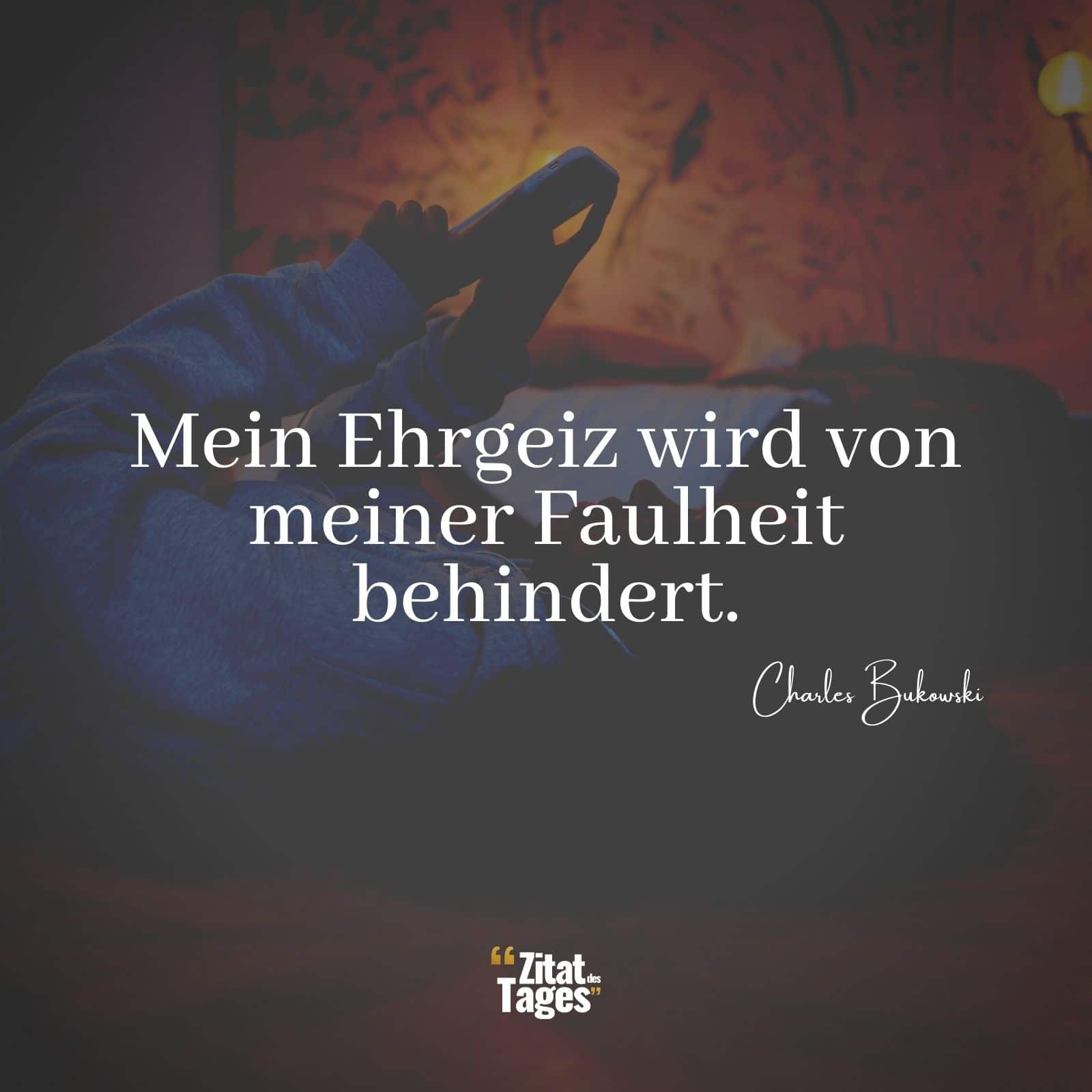 Mein Ehrgeiz wird von meiner Faulheit behindert. - Charles Bukowski