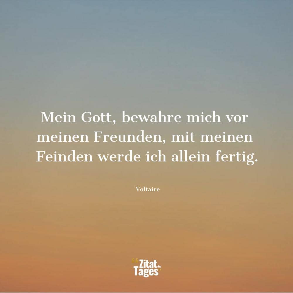 Mein Gott, bewahre mich vor meinen Freunden, mit meinen Feinden werde ich allein fertig. - Voltaire