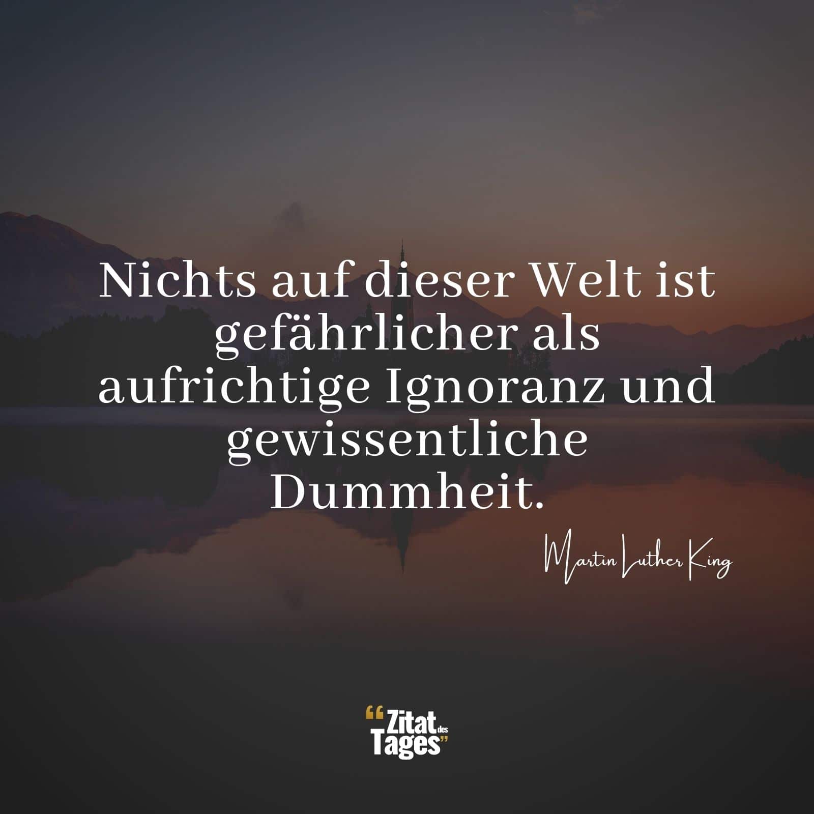 Nichts Auf Dieser Welt Ist Gefahrlicher Als Aufrichtige Ignoranz Und Gewissentliche Dummheit Martin Luther King