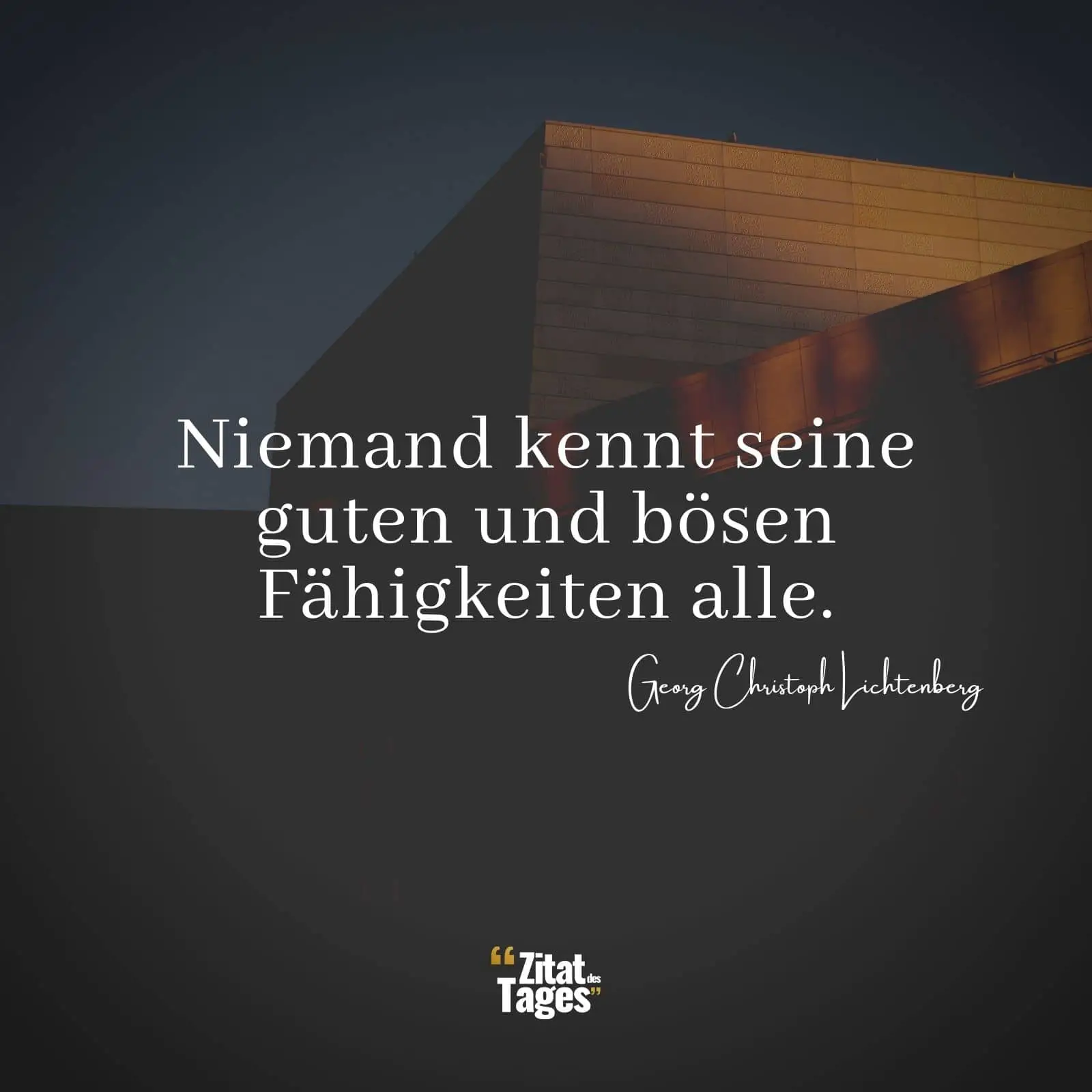 Niemand kennt seine guten und bösen Fähigkeiten alle. - Georg Christoph Lichtenberg