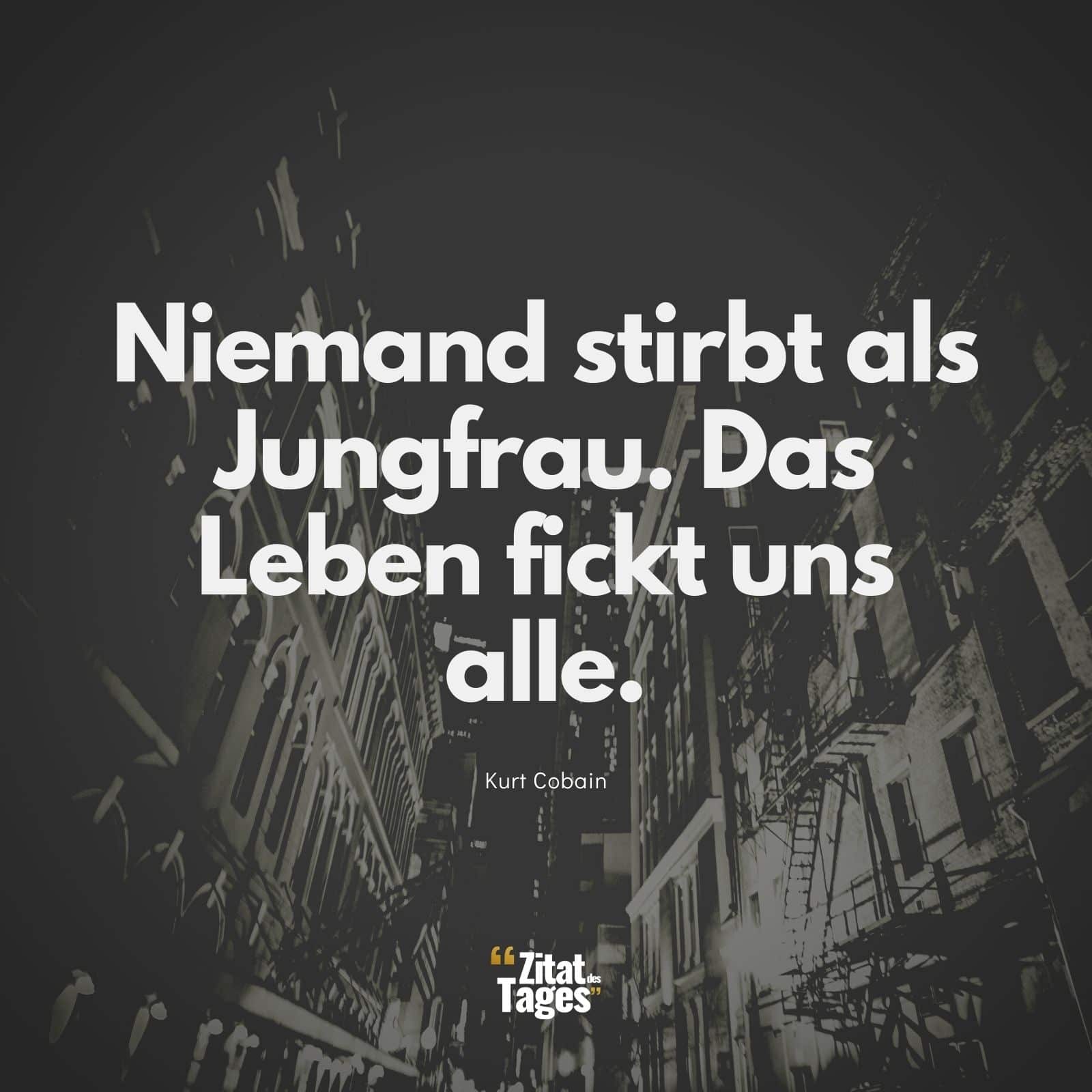 Niemand stirbt als Jungfrau... das Leben fickt uns alle. - Kurt Cobain