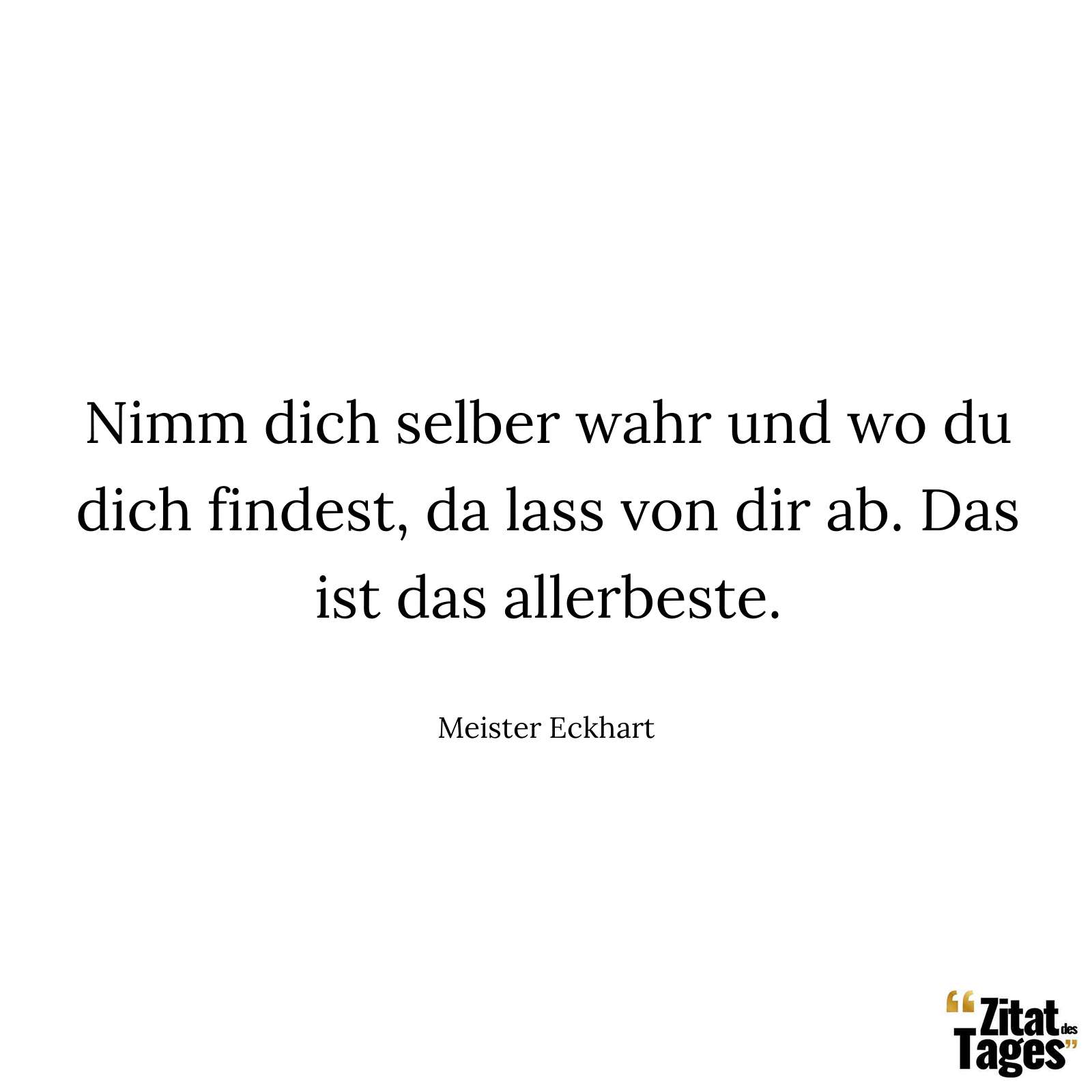 Nimm dich selber wahr und wo du dich findest, da lass von dir ab. Das ist das allerbeste. - Meister Eckhart