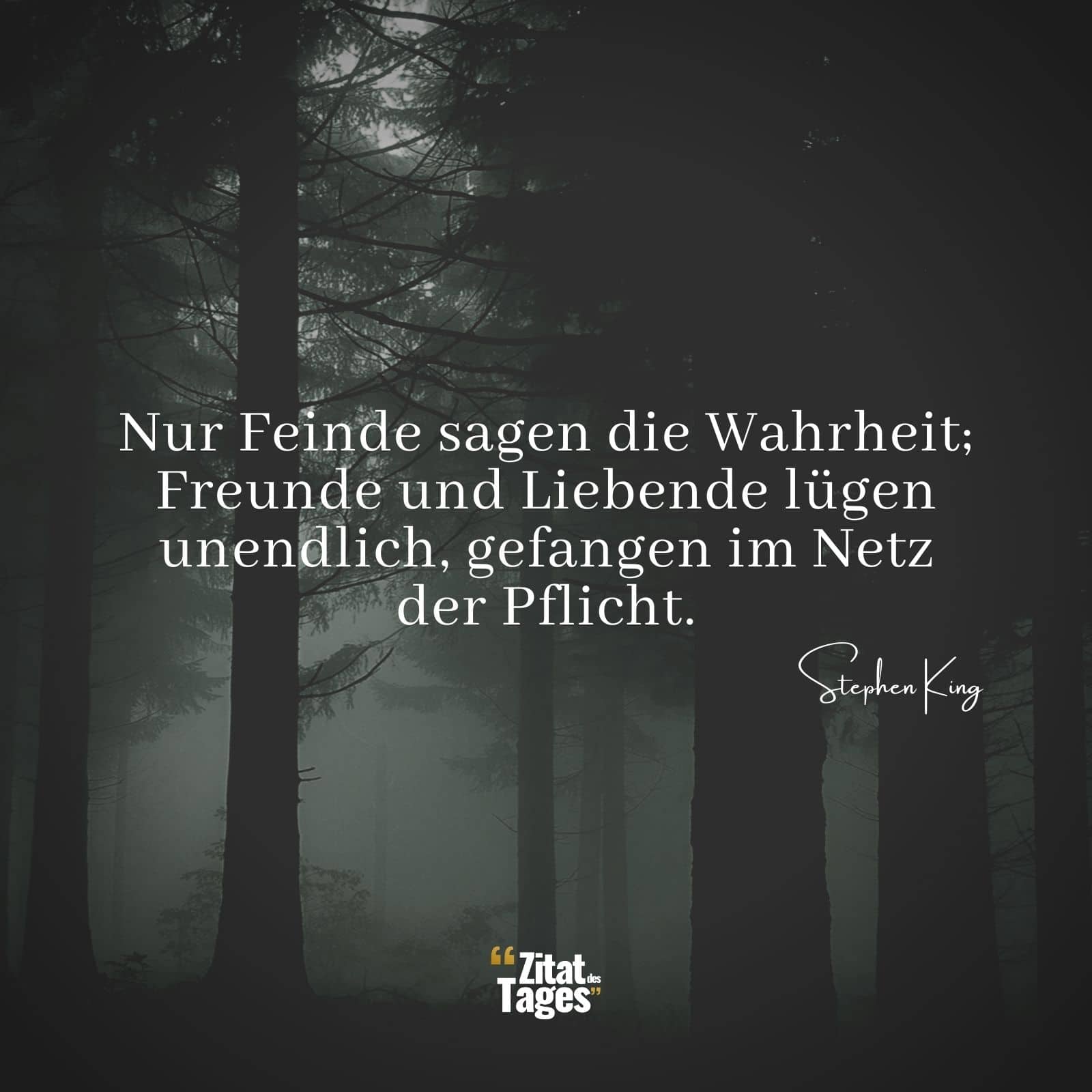 Nur Feinde sagen die Wahrheit; Freunde und Liebende lügen unendlich, gefangen im Netz der Pflicht. - Stephen King