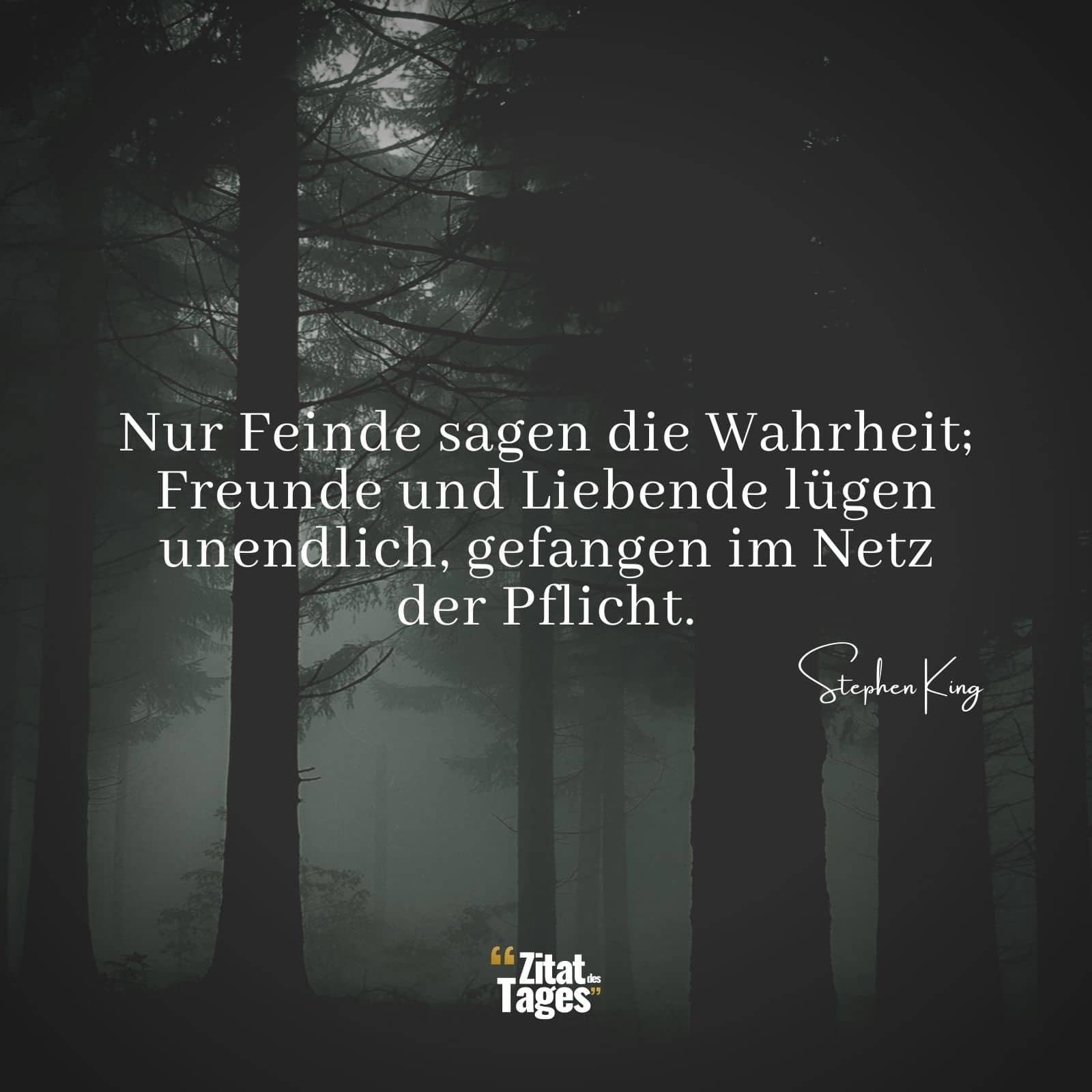 Nur Feinde sagen die Wahrheit; Freunde und Liebende lügen unendlich, gefangen im Netz der Pflicht. - Stephen King