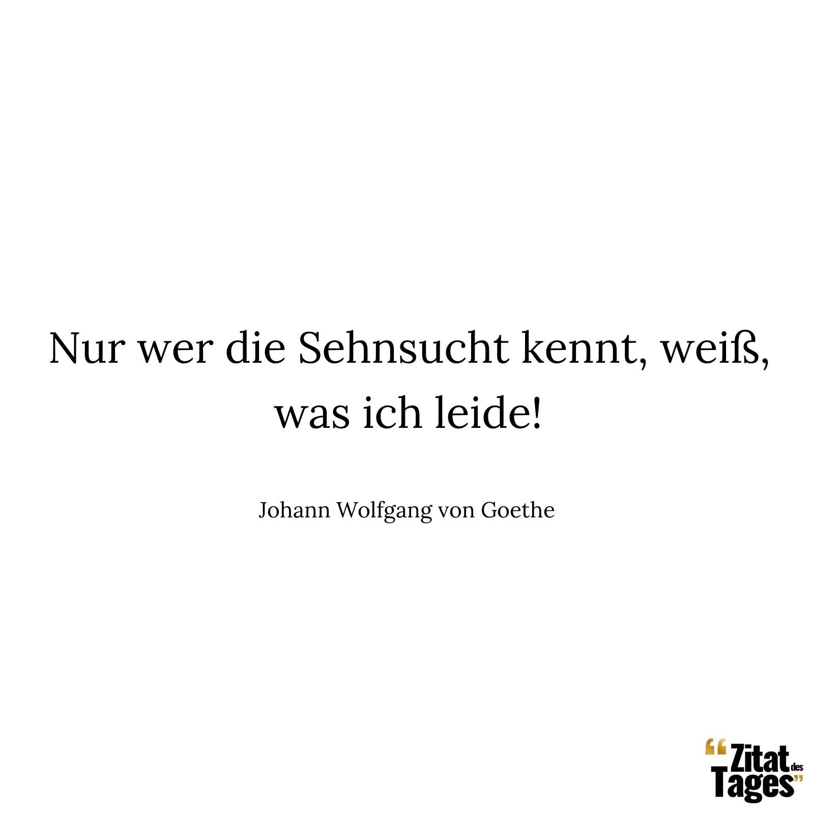 Nur wer die Sehnsucht kennt, weiß, was ich leide! - Johann Wolfgang von Goethe