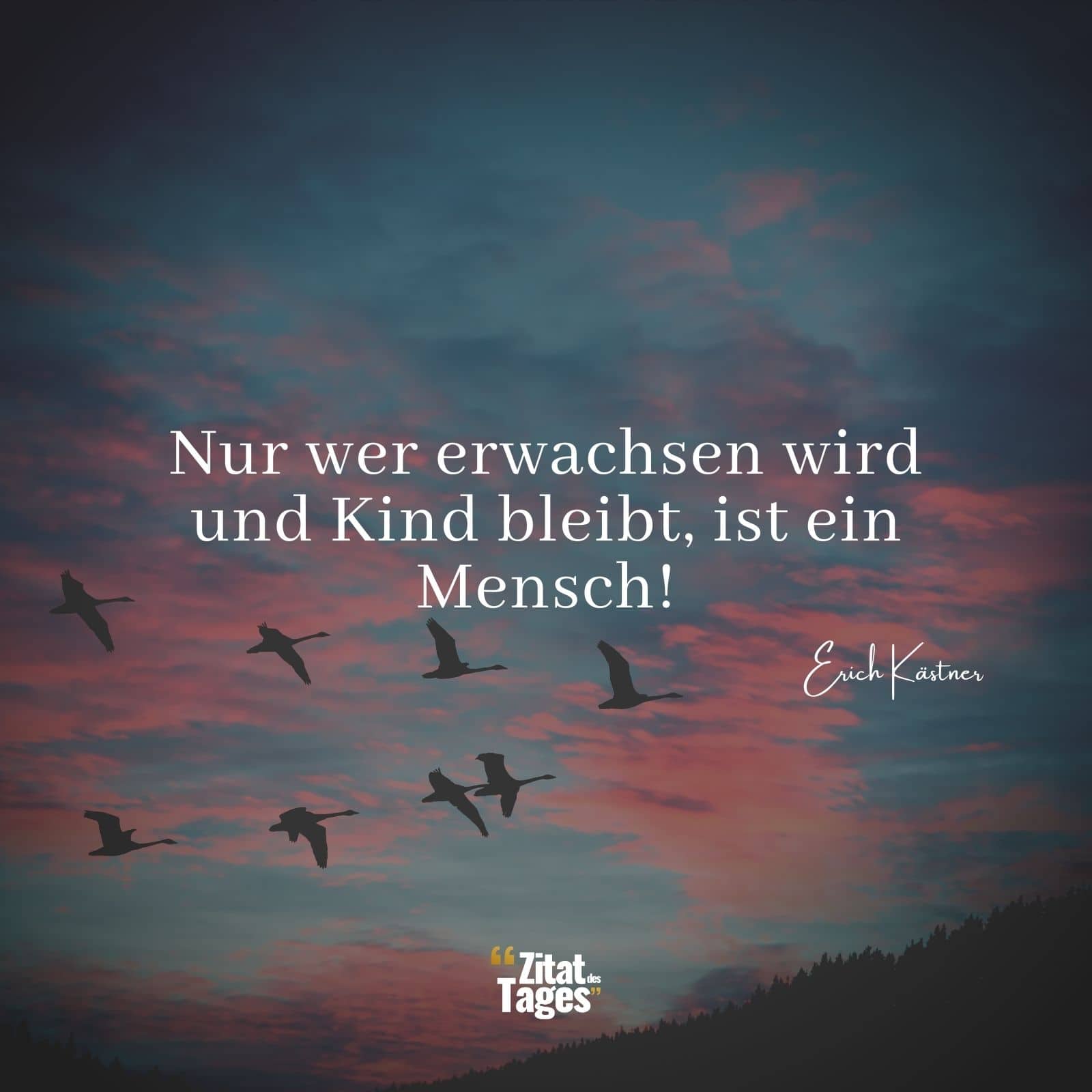 Nur wer erwachsen wird und Kind bleibt, ist ein Mensch! - Erich Kästner